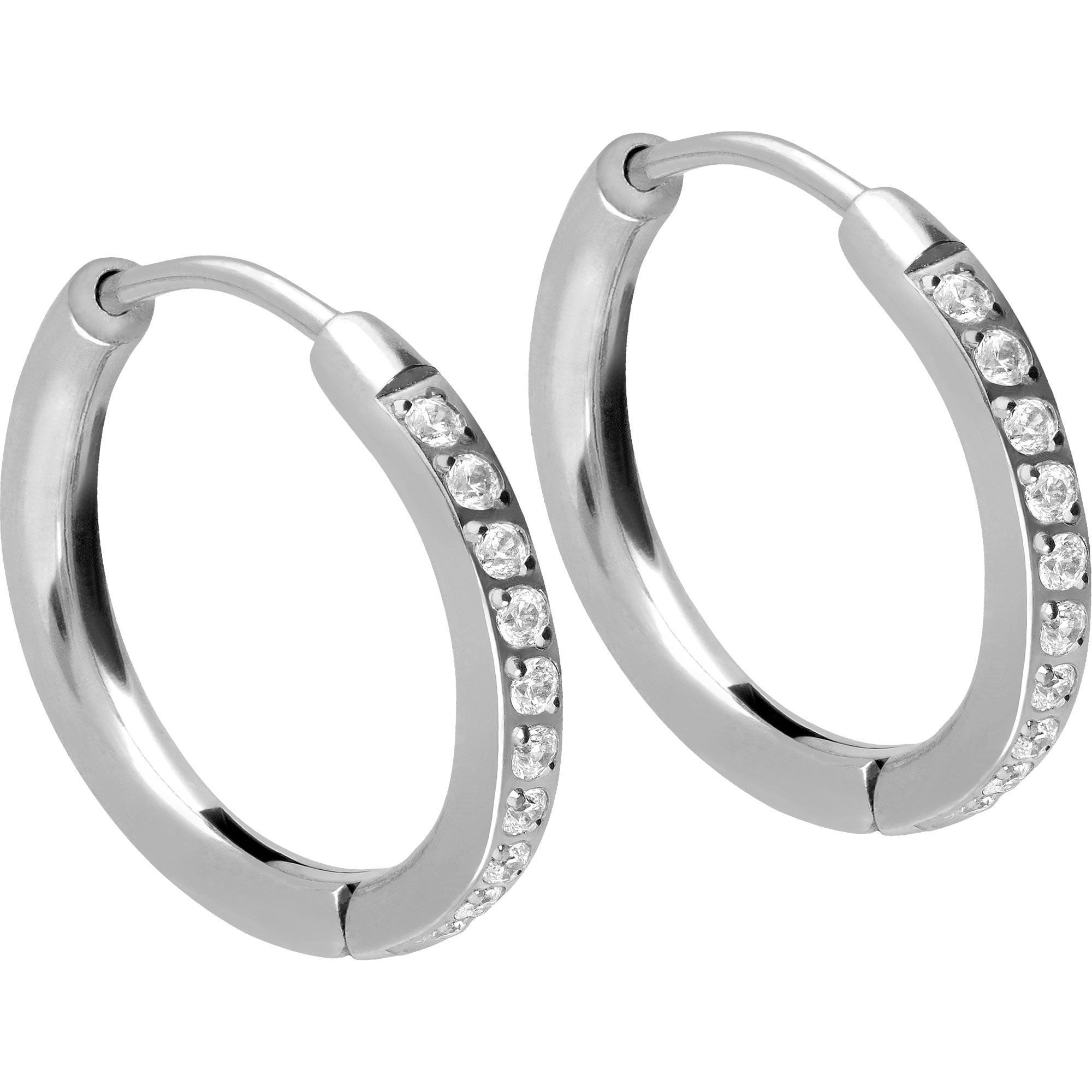 FILANGO Paar Creolen Chirurgenstahl Ohrclicker Creolen EINGEFASSTE KRISTALLE (Creolen, 1-tlg)