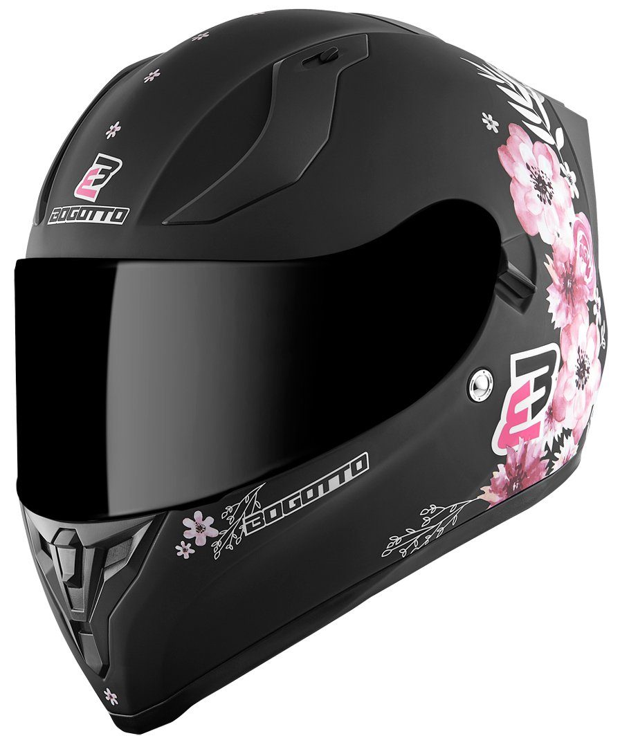 Bogotto Motorradhelm H128 Fiori Helm, Geeignet Für Brillenträger,herausnehmbares Innenfutter,integriert