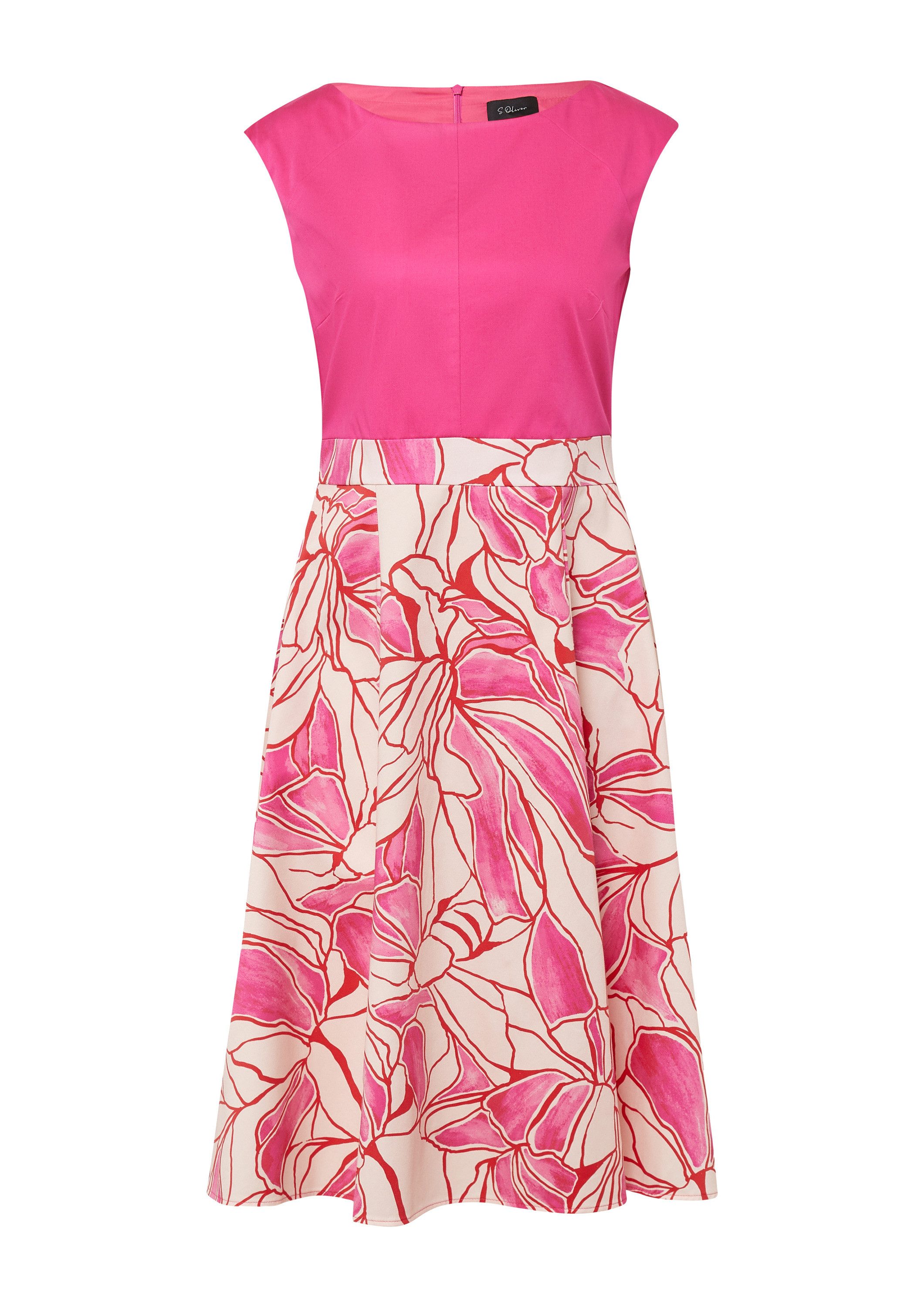 s.Oliver Minikleid Kleid Ärmelloses Kleid aus Baumwollmix mit ausgestelltem Rock