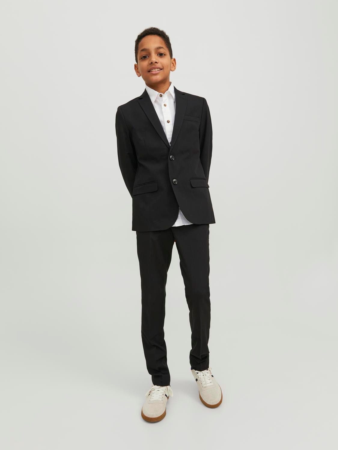 Jack & Jones Junior Anzug JPRSOLAR elastisch und pflegeleicht für besondere Anlässe (Set, 2-tlg) unifarben, modisch, slim fit, Web, Reverskragen