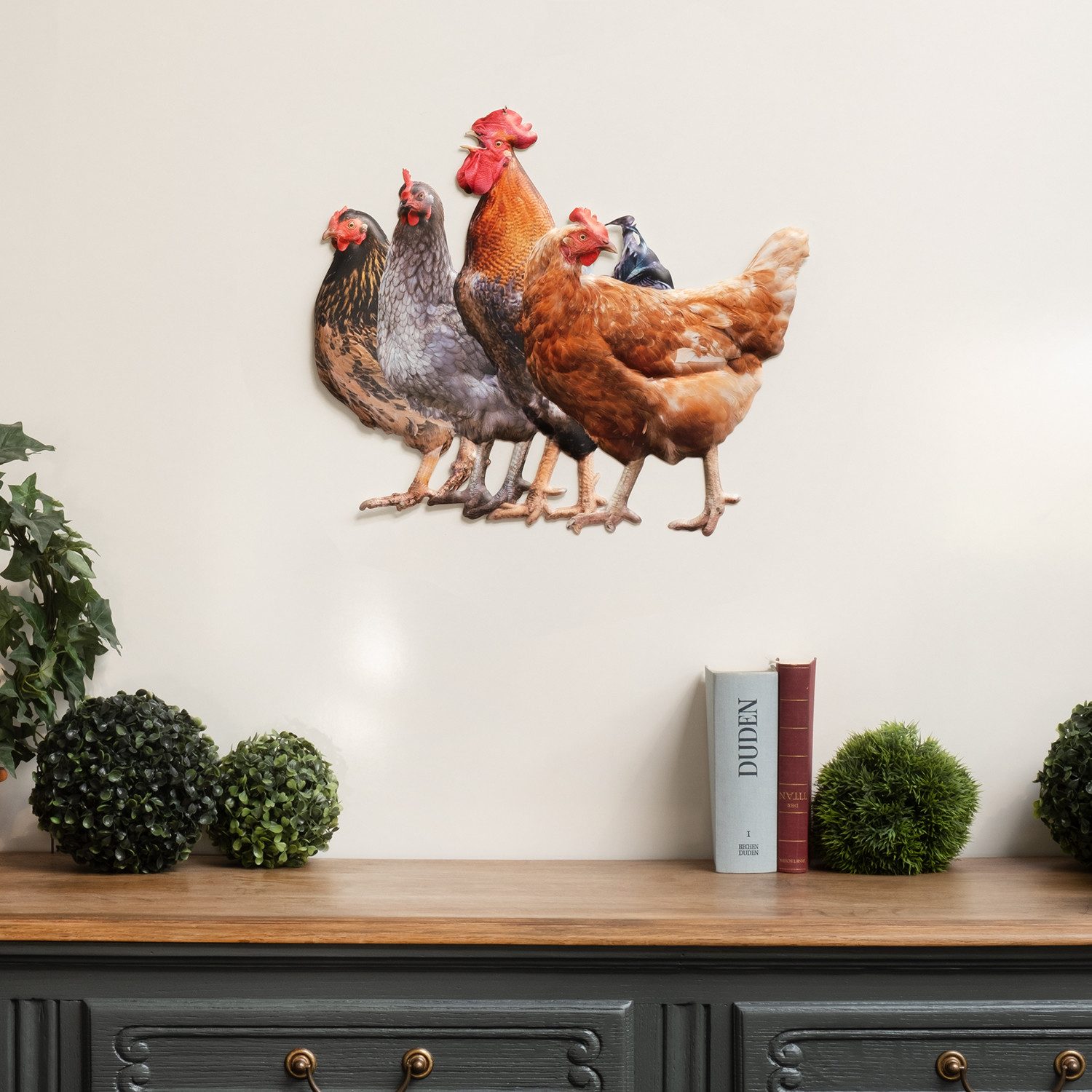 Moritz Metallschild Blechschild 50 x 41 cm 4 Hühner, Vintage Retro Deko Sch günstig online kaufen