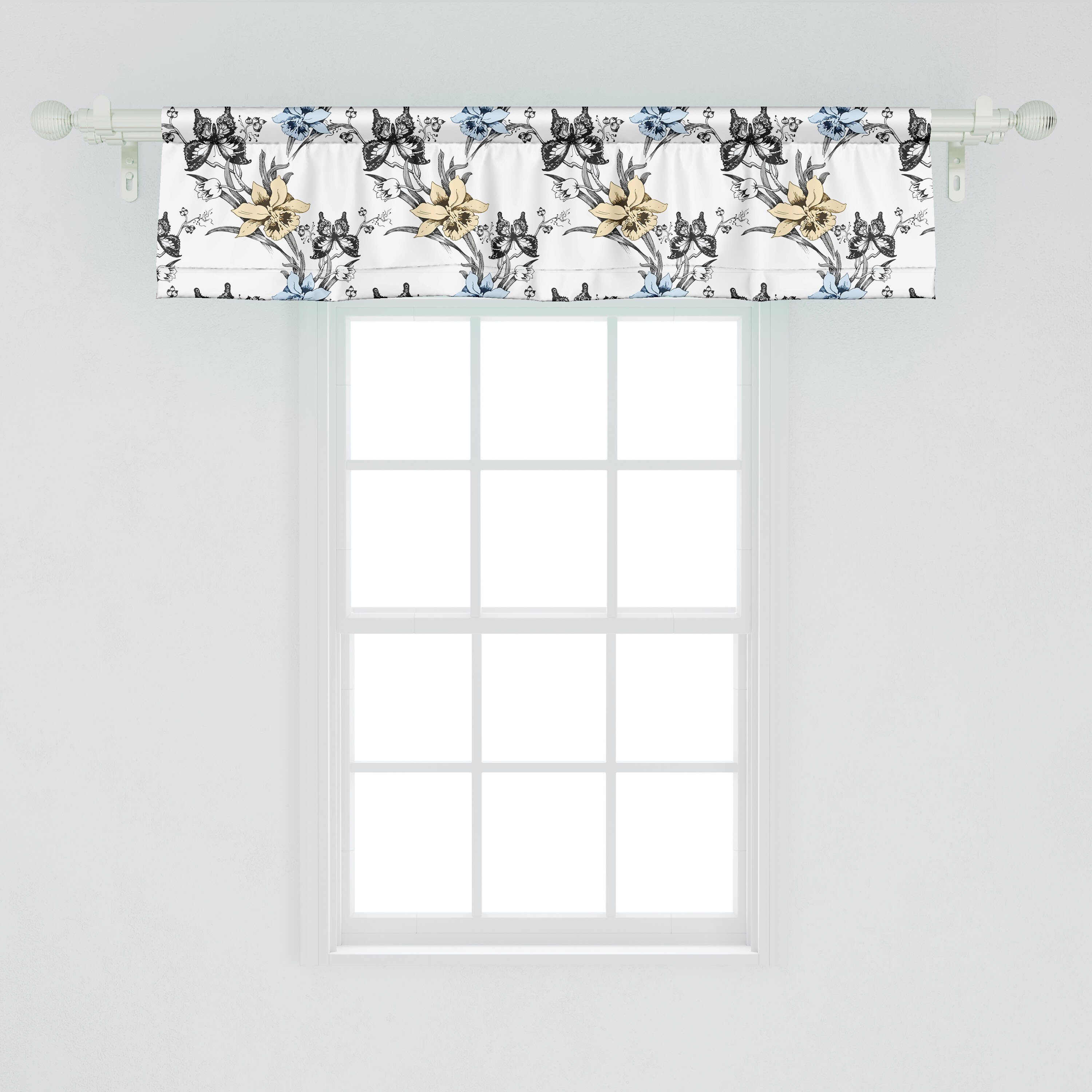 Schmetterlinge Küche Vorhang Stangentasche, Abakuhaus, für Dekor Scheibengardine Volant Microfaser, Schlafzimmer und Jahrgang mit Snapdragon