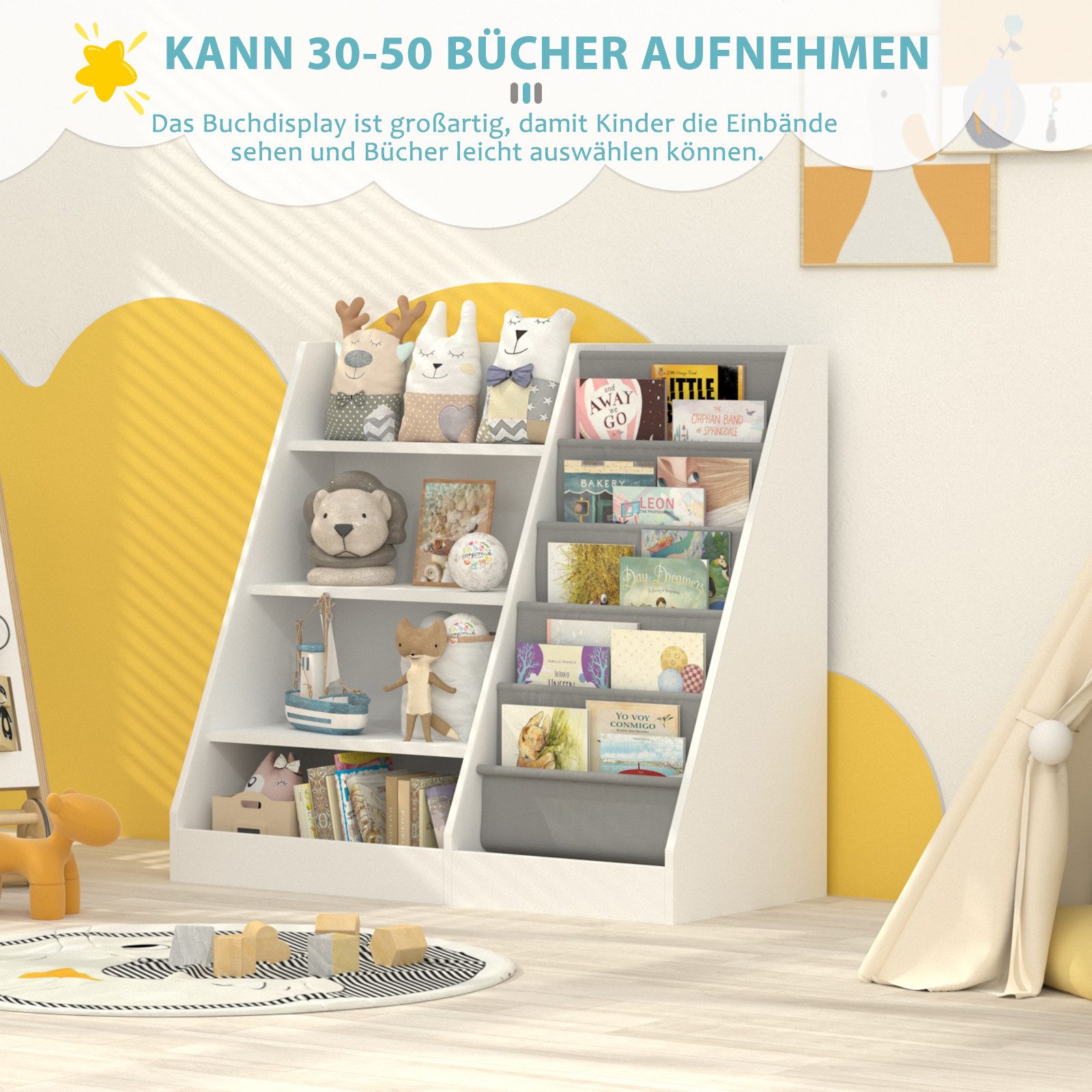radelldar Bücherregal Kinderregal Spielzeugregal, mit 4 offenen Fächern, 5 günstig online kaufen