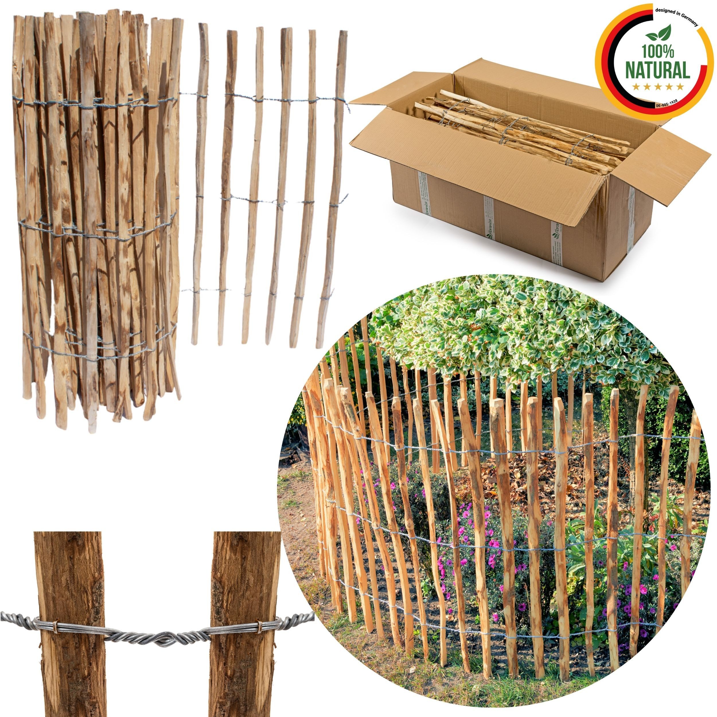 Floranica Staketenzaun Gartenzaun aus Haselnuss oder günstig online kaufen