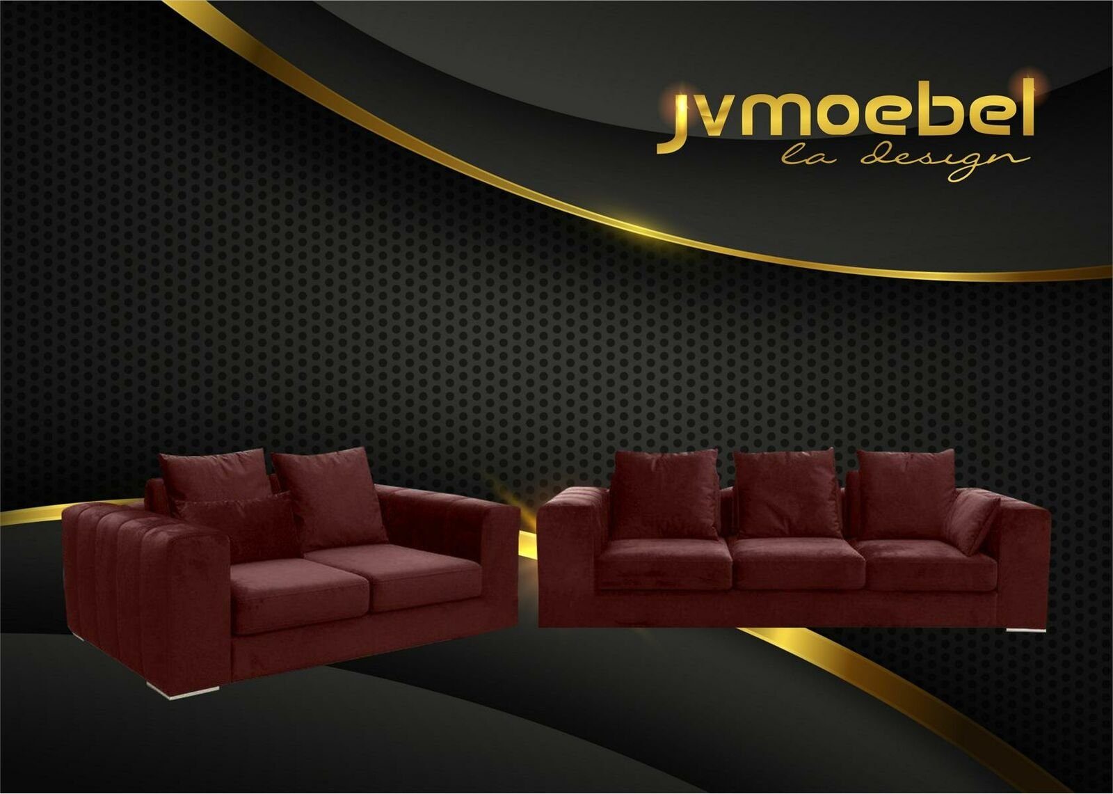 Couch Sofa Sofa Sofagarnitur Garnitur Set Sitzer 32 JVmoebel Rot Wohnzimmer Big Textil