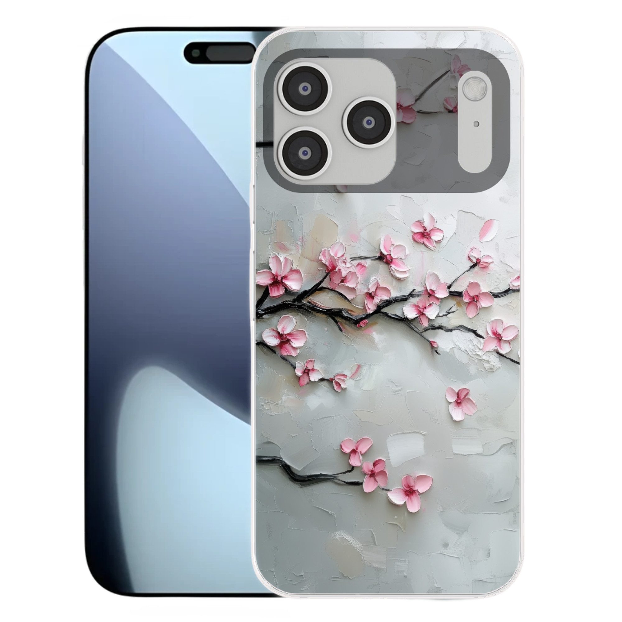 MuchoWow Handyhülle für Apple iPhone 17 Pro Max Blüte - Künstlerisch - Rosa - Sakura, Smartphone-Bumper, Print, Handy Schutzhülle Dünn