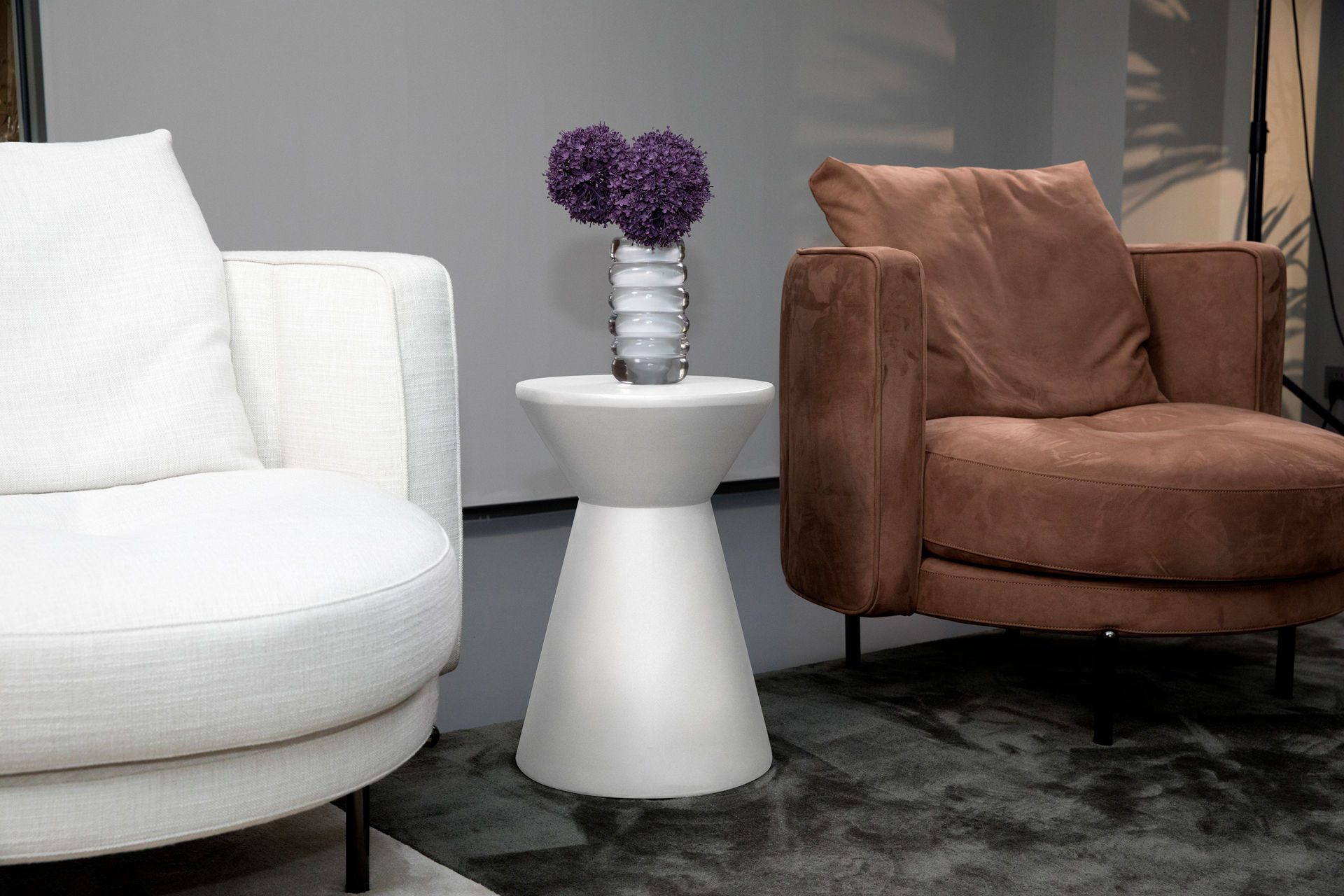 ELEMENTI Beistelltisch ROME aus Beton, modern, Wohnzimmer Tisch (Beistelltisch aus Beton), Cremeweiß,Beton