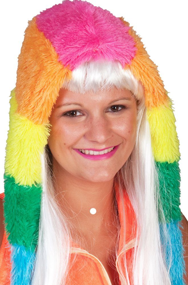 Funny Fashion Kostüm Plüsch Mütze Rainbow zum Hippie oder Clown Kostüm günstig online kaufen