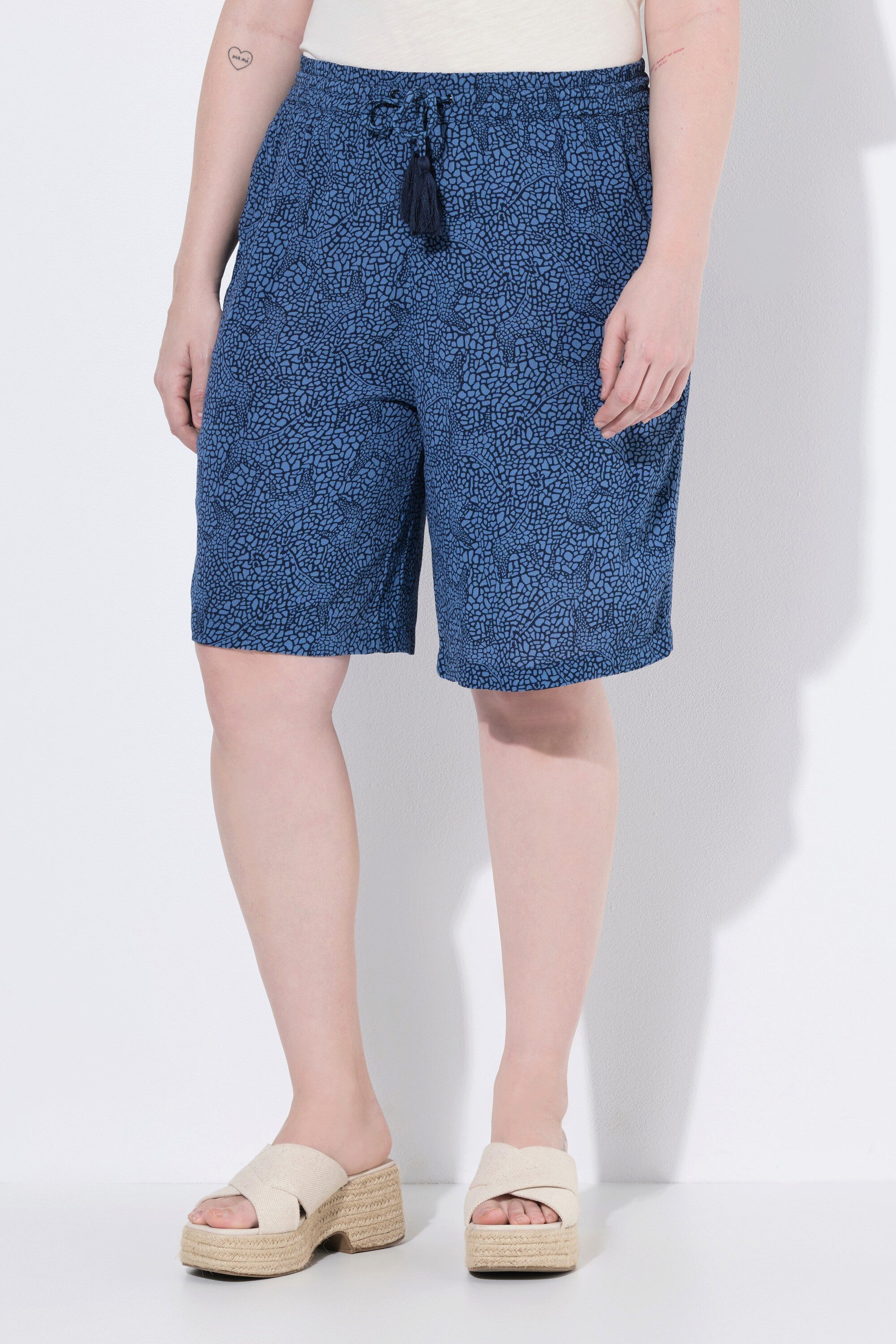Ulla Popken Schlupfhose Schlupf-Bermuda Rose Giraffen weites Bein