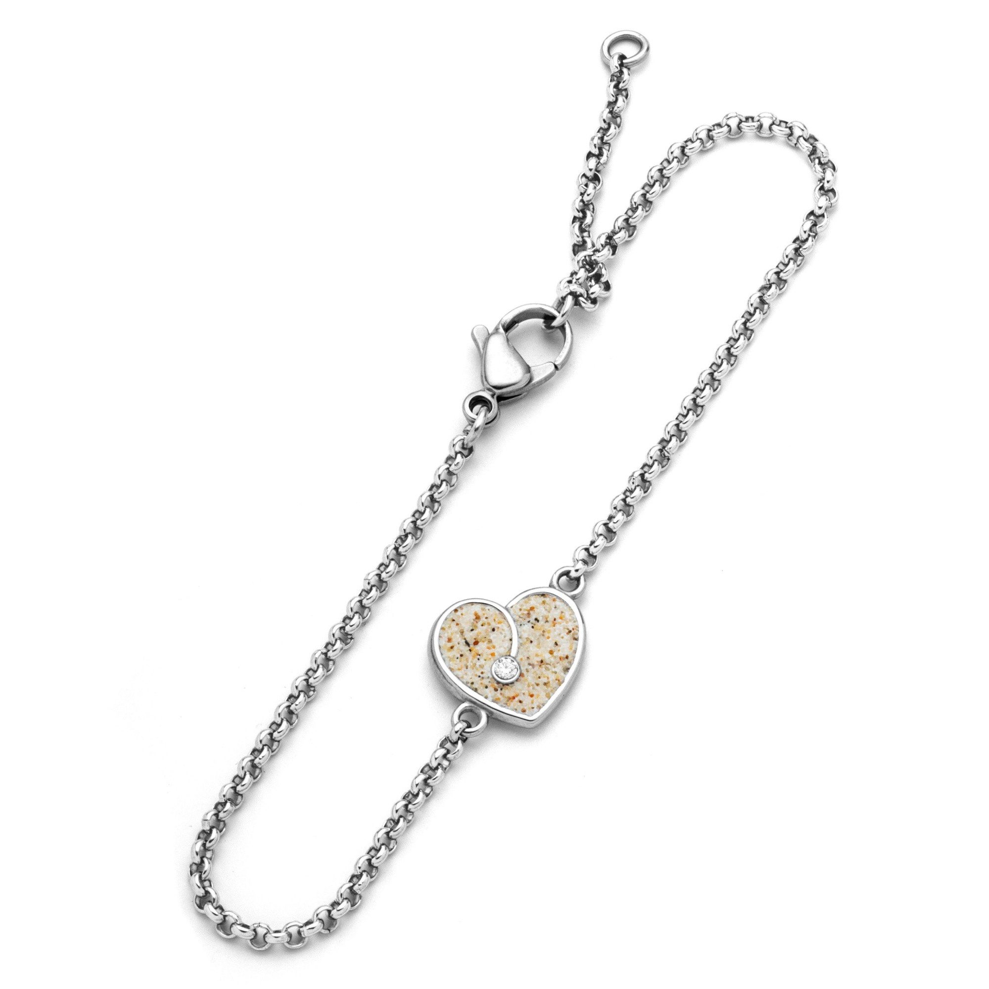 DUR Armband STEEL Damen STB1003SA Heart Edelstahl Strandsand® Crystal 17+3 cm
