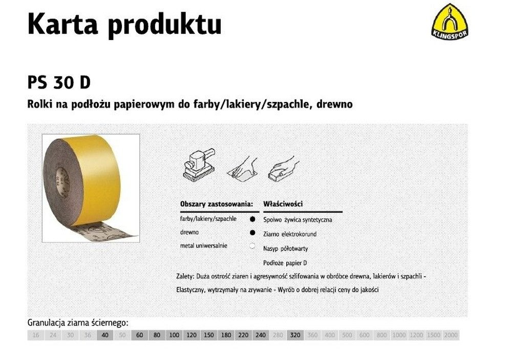 Klingspor Schleifpapier KLINGSPOR PAPIERROLLE 115mm PS30D P180