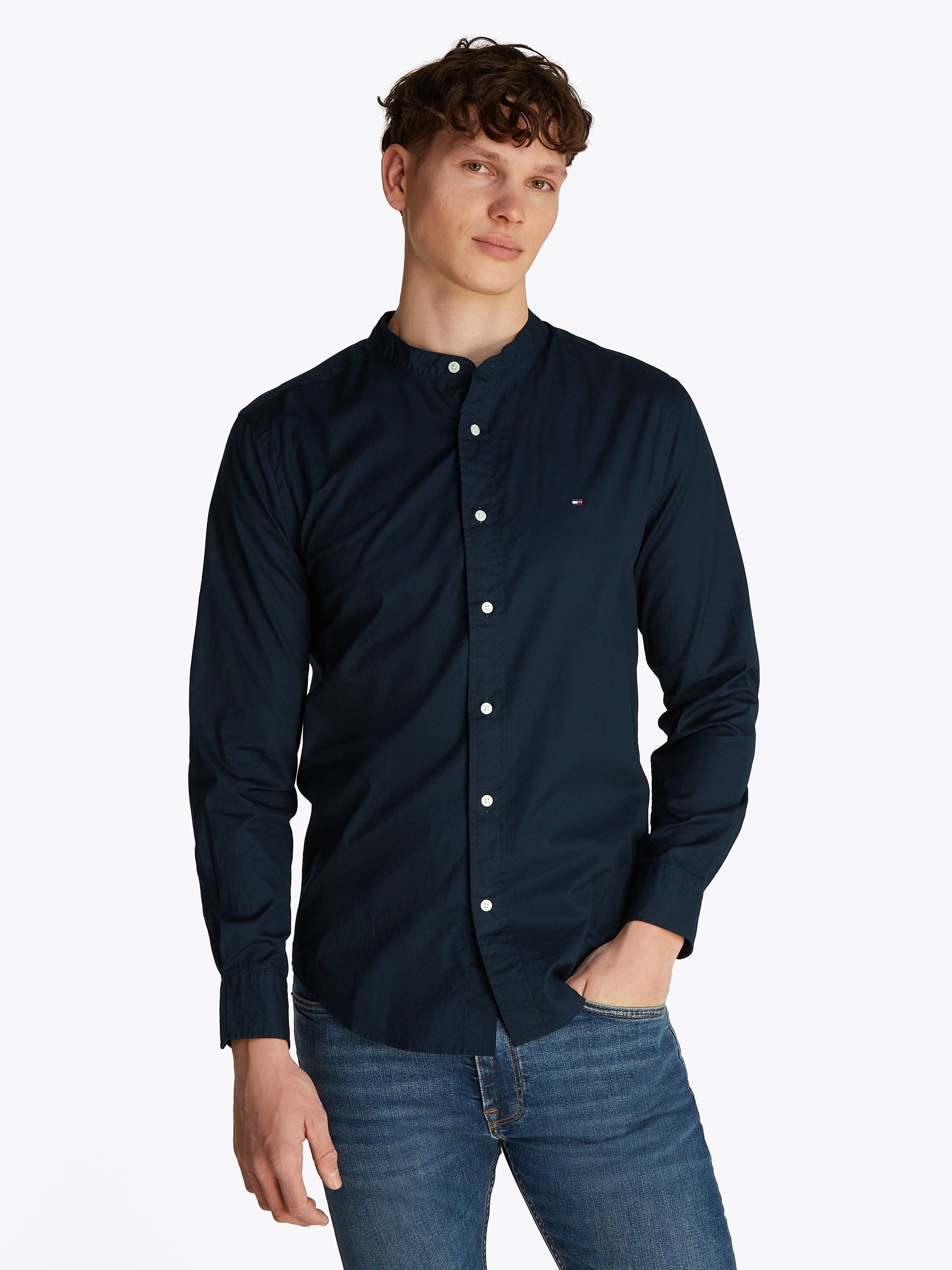 Tommy Hilfiger Langarmhemd FLEX POPLIN SOLID MAO Regular Fit SHIRT günstig online kaufen
