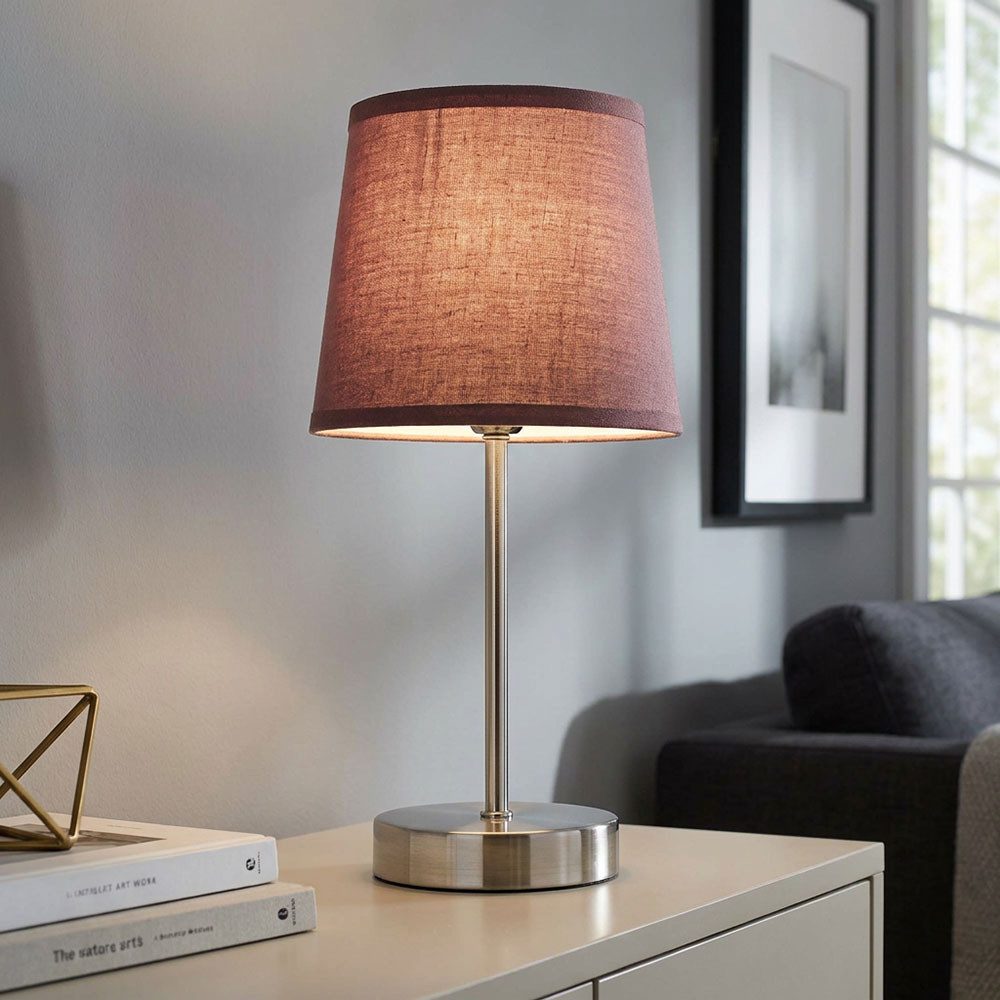 WOFI Tischleuchte, Leuchtmittel nicht inklusive, Tischleuchte Nachttischlampe Beistellleuchte Schreibtischlampe Textil