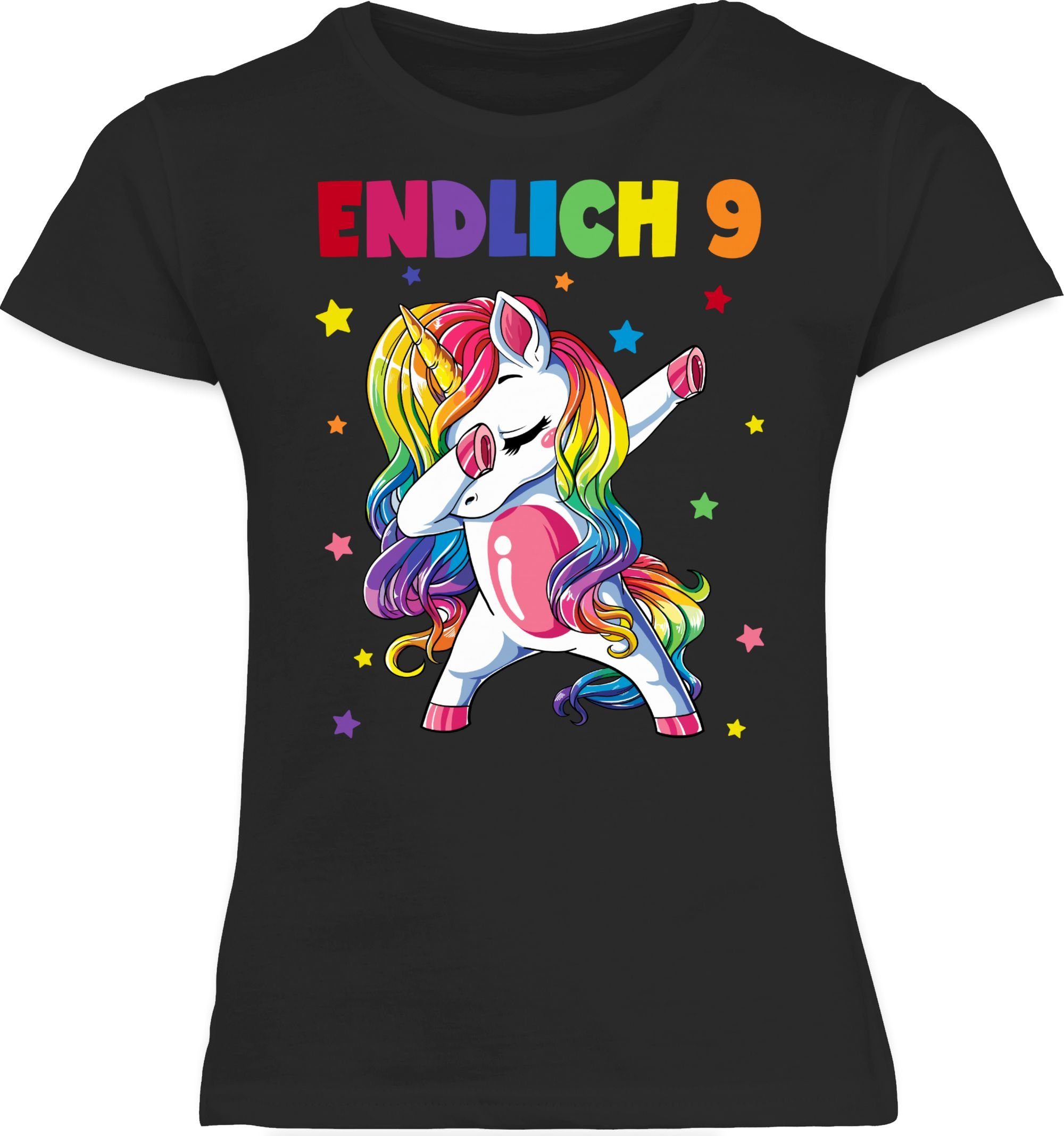 T-Shirt Endlich 9 Jahre - Neun Jahre Dabbing Einhorn