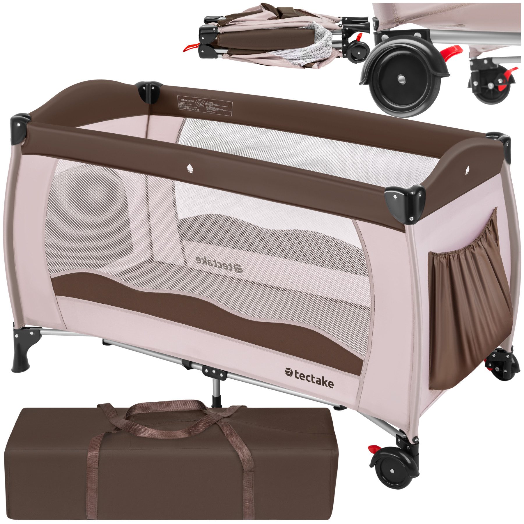 tectake Baby-Reisebett Kinderbett 126x65x80cm mit Transporttasche, mit groß günstig online kaufen