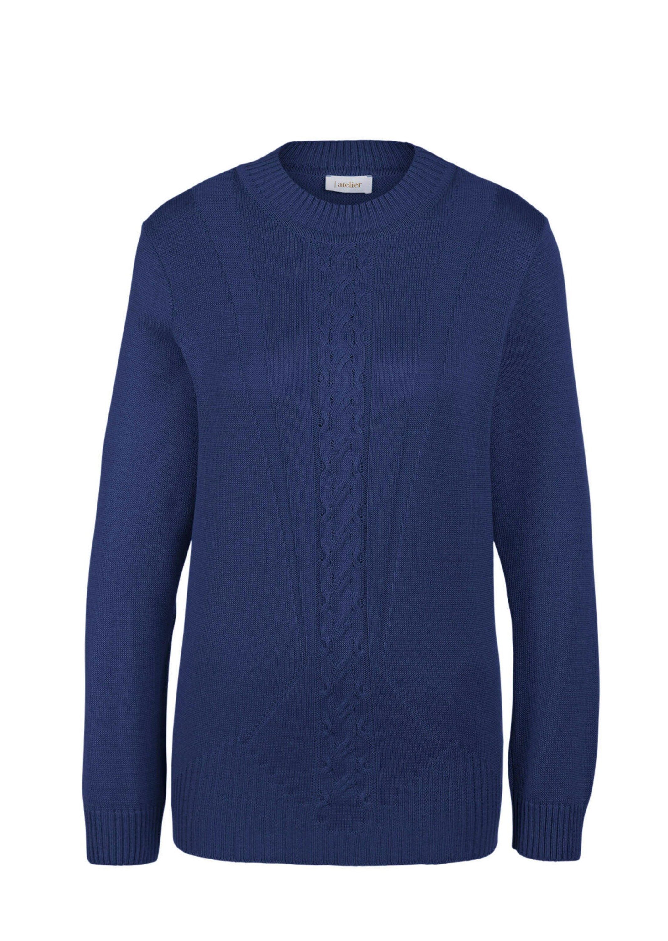 Strickpullover Kurzgröße: Stehkragenpullover im Zopfstrick