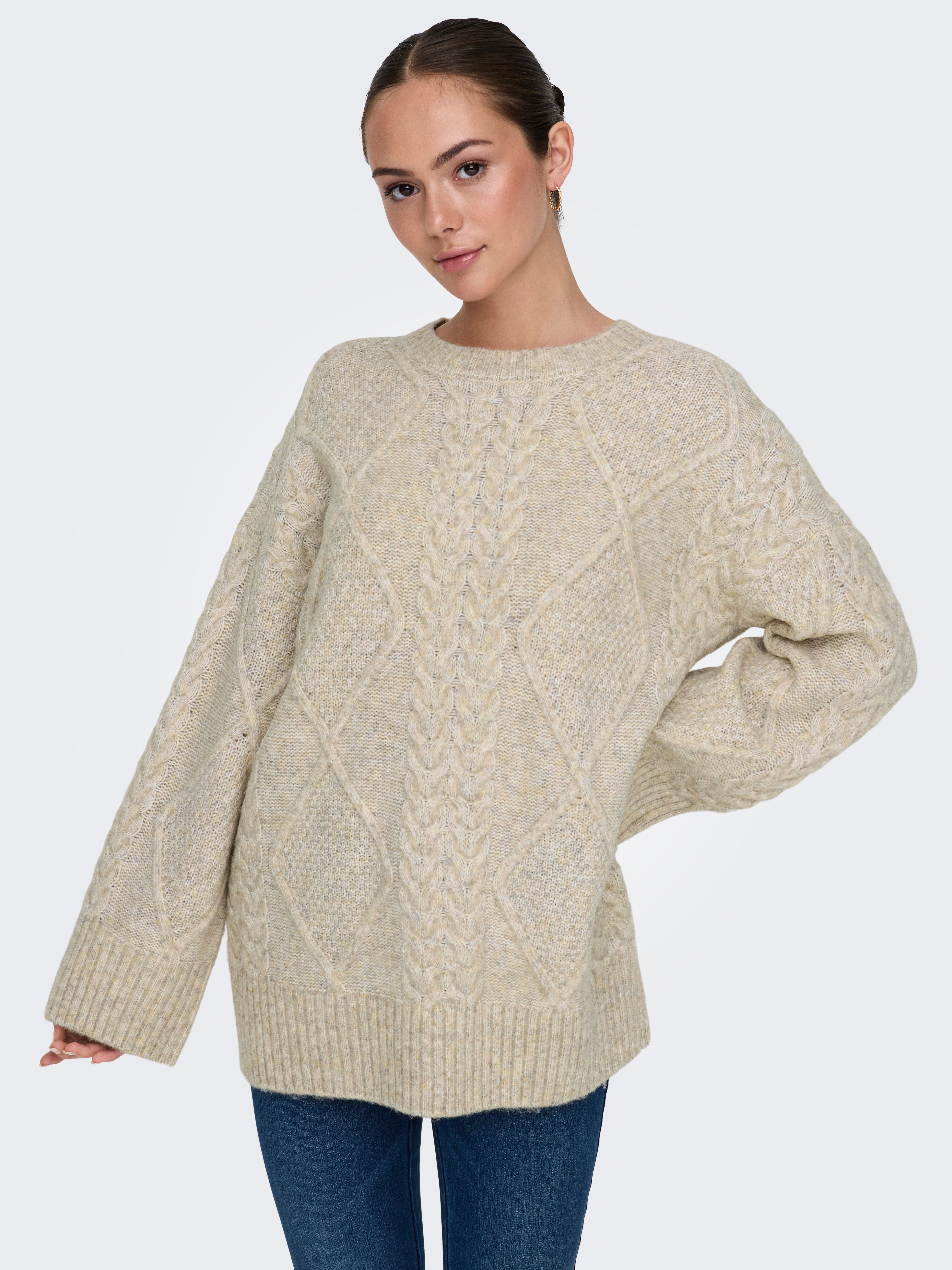 Rundhalspullover JDYSILJA L/S LONG CABLE PULLOV. KNT NOOS
