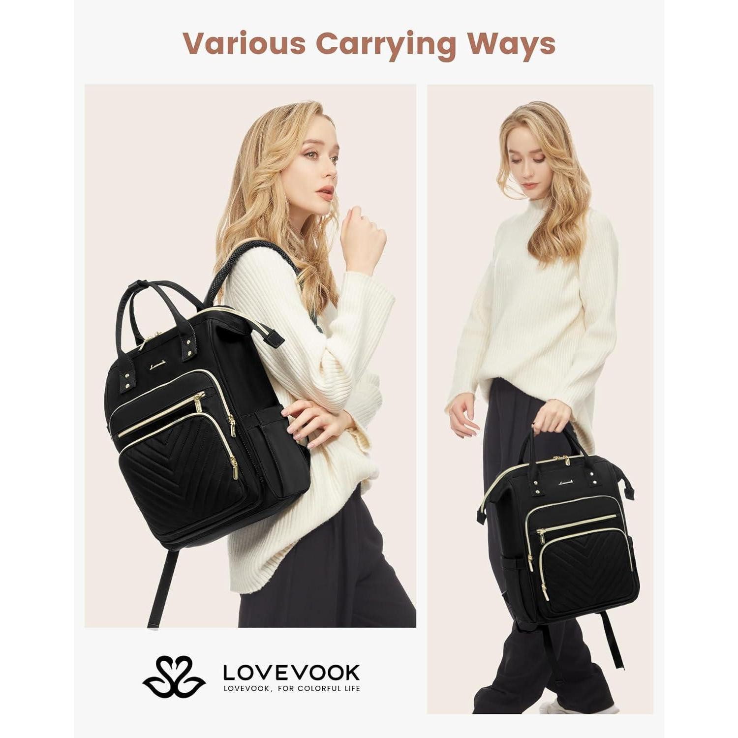 LuxusKollektion Laptoprucksack Damen Rucksack Schwarz 17,3 Zoll Laptop Schu günstig online kaufen