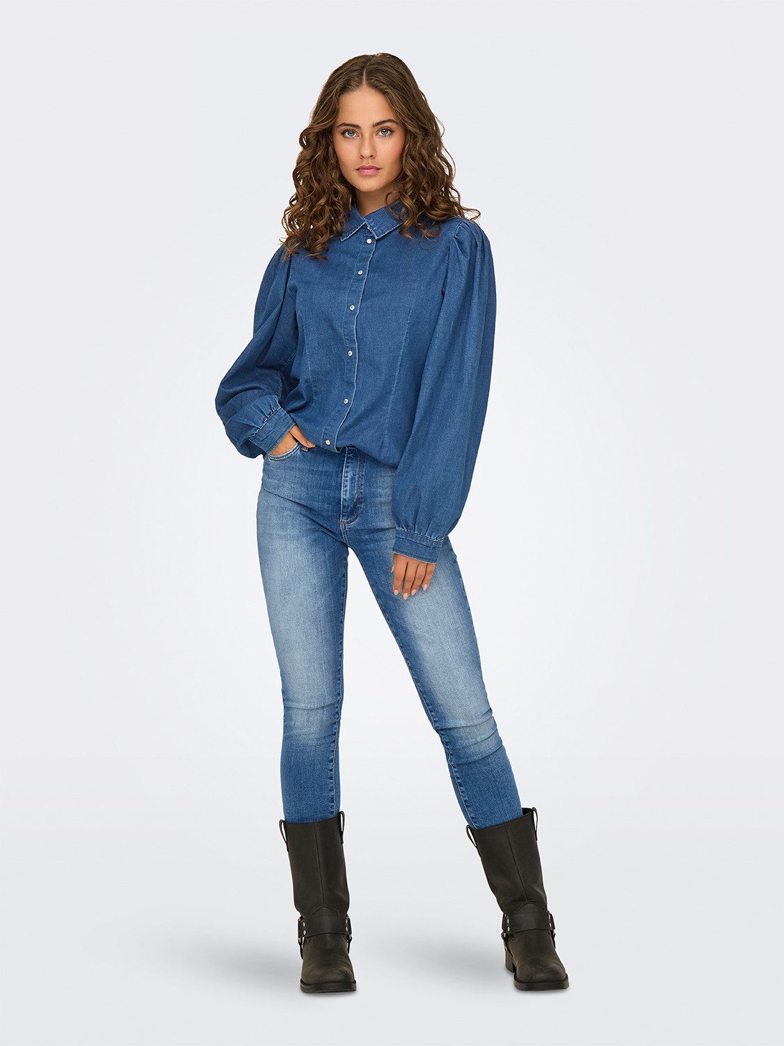 ONLY Skinny-fit-Jeans Jeans Skinny Fit hohe Taille Reißverschluss Gürtelschlaufen ONLFOREVER ICON HW SK LAK DNM REA474NOOS