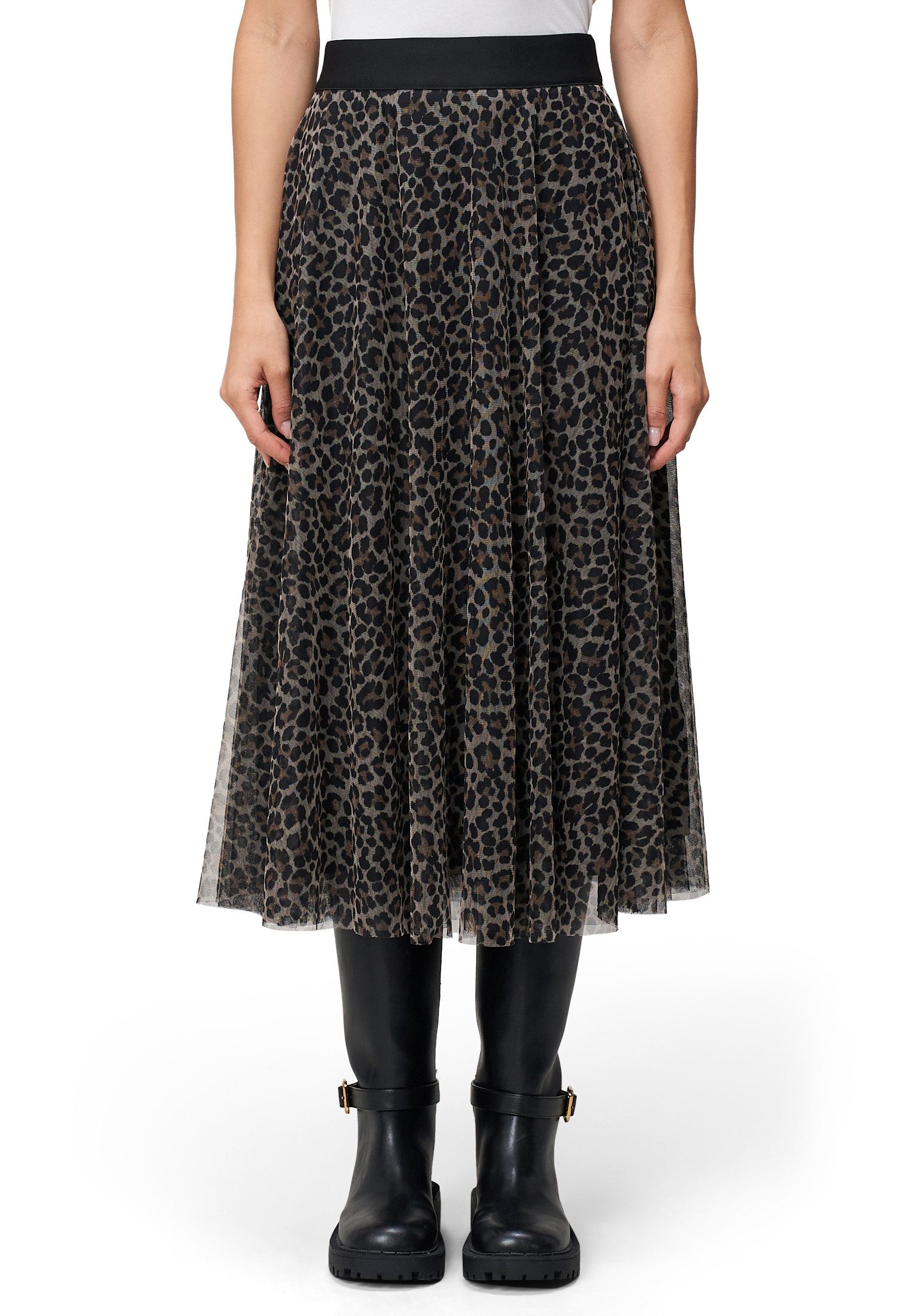 Zero Midirock Damen Leorock elastischer Bund Falten