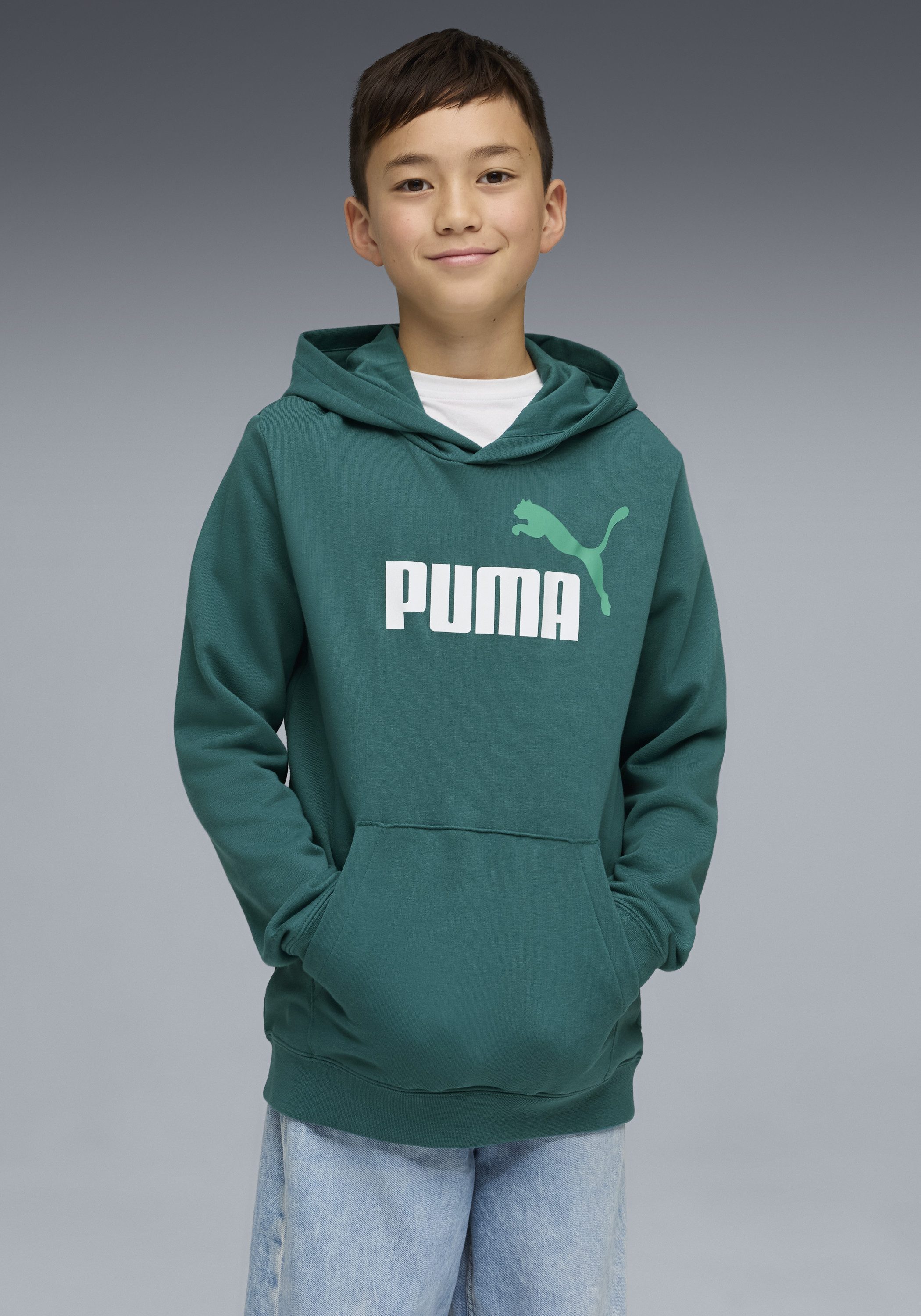 PUMA Kapuzensweatshirt ESS 2 COLOR NO.1 LOGO HOODIE TR B für Jugendliche, mit Kängurutasche, mit Print-Applikation