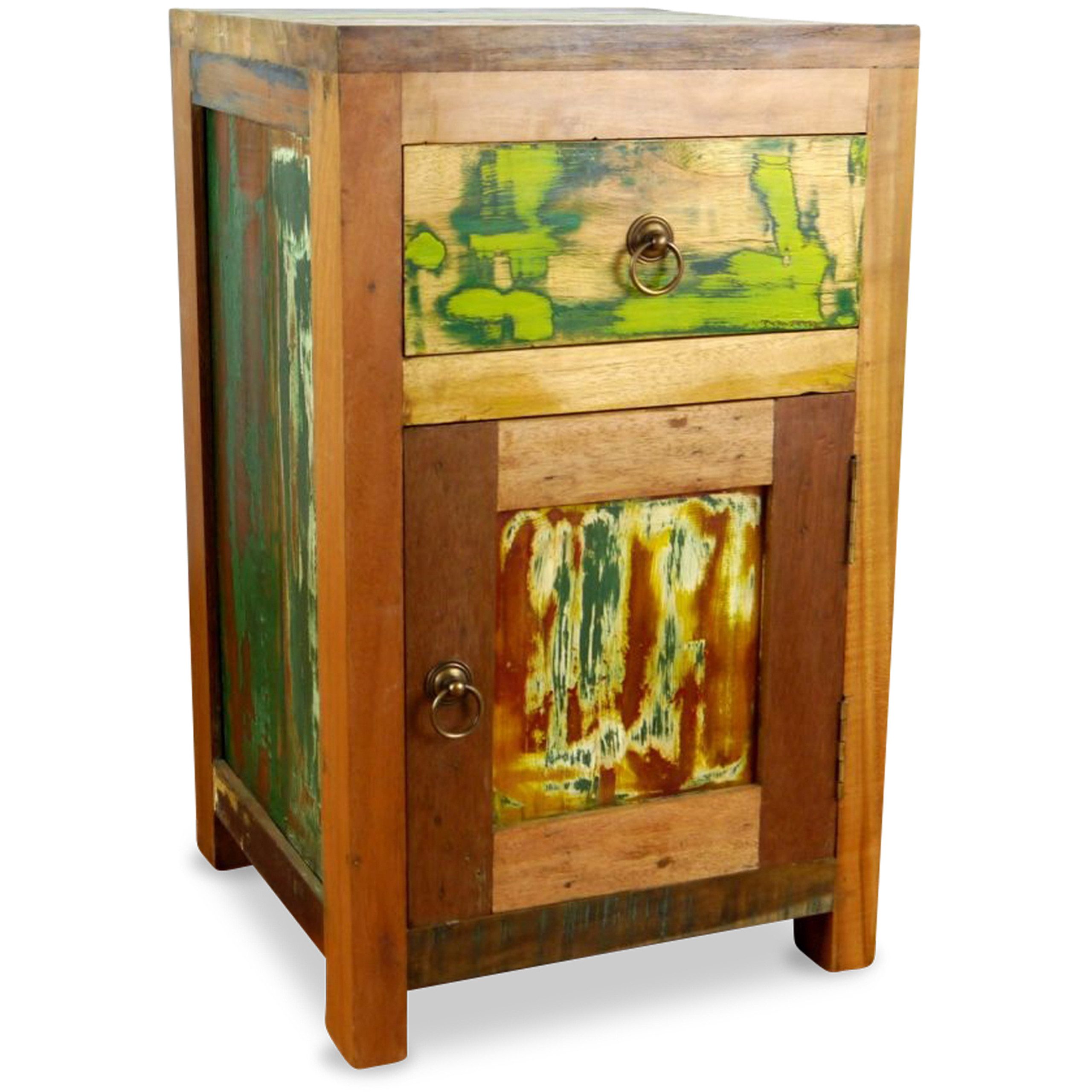 livasia Nachtschrank Nachtschrank aus Java, Teakholz, recyceltes Bootsholz38x38x60cm