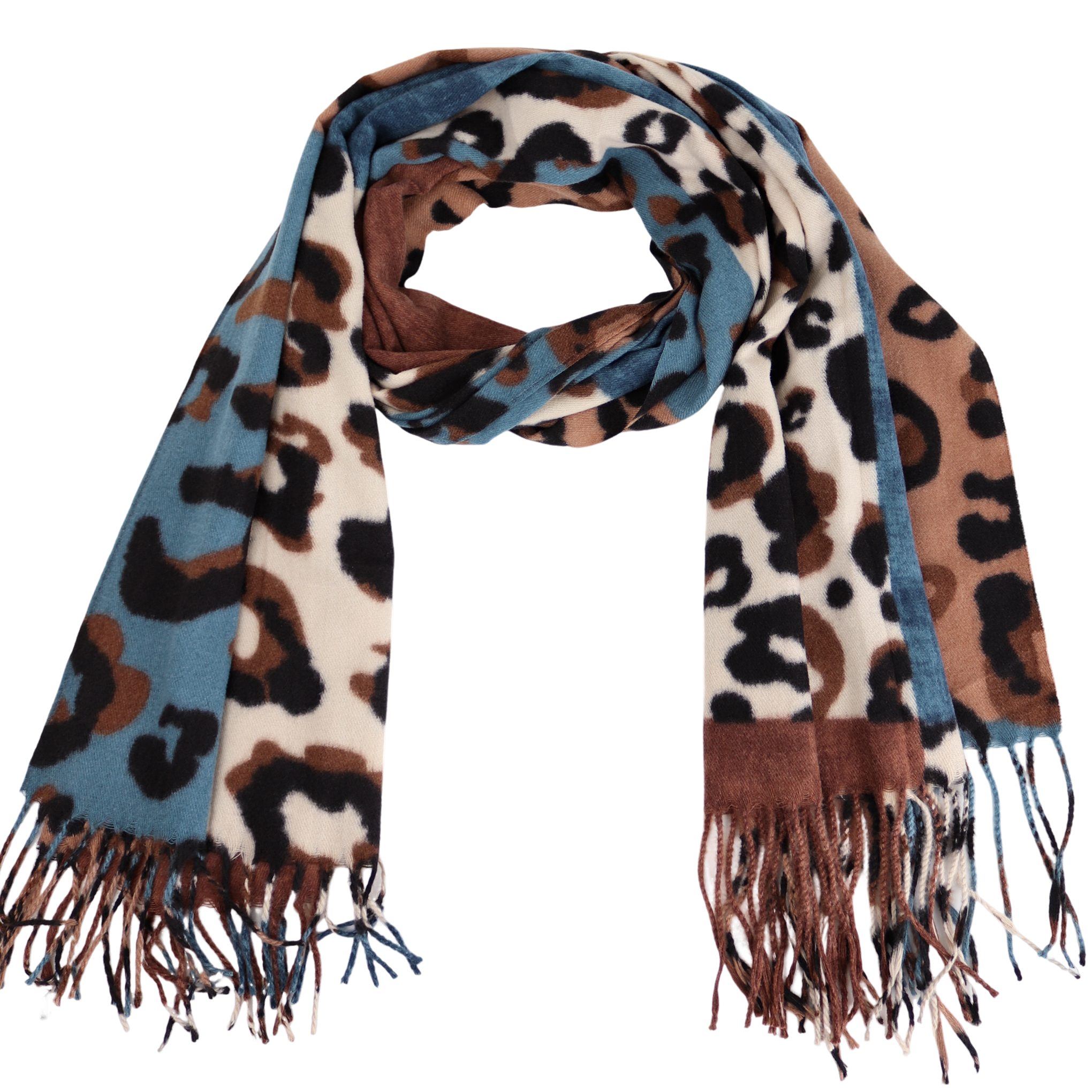 MIRROSI Modeschal weicher und warmer Schal Leo Karo Muster mit Fransen, 70x günstig online kaufen