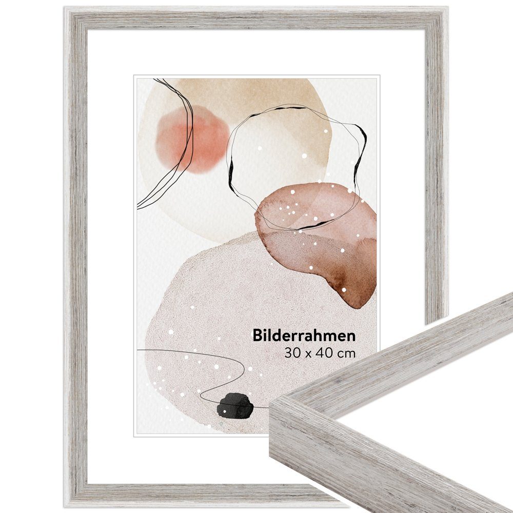 WANDStyle Bilderrahmen H790, Weiß, aus Massivholz im Vintage Stil
