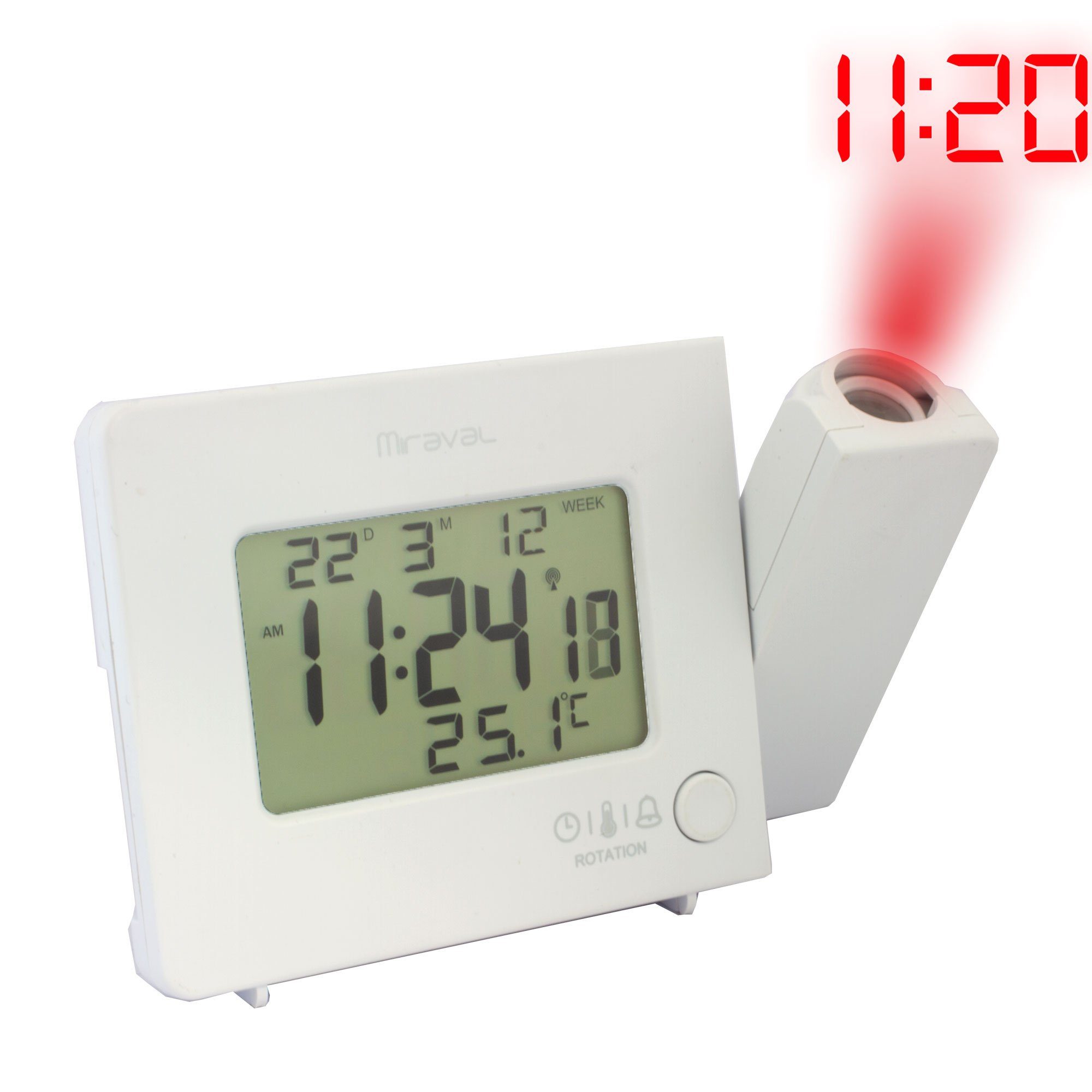Funkwecker Miraval Funk-Projektionswecker Funkwecker USB 2 Alarme Temperatur