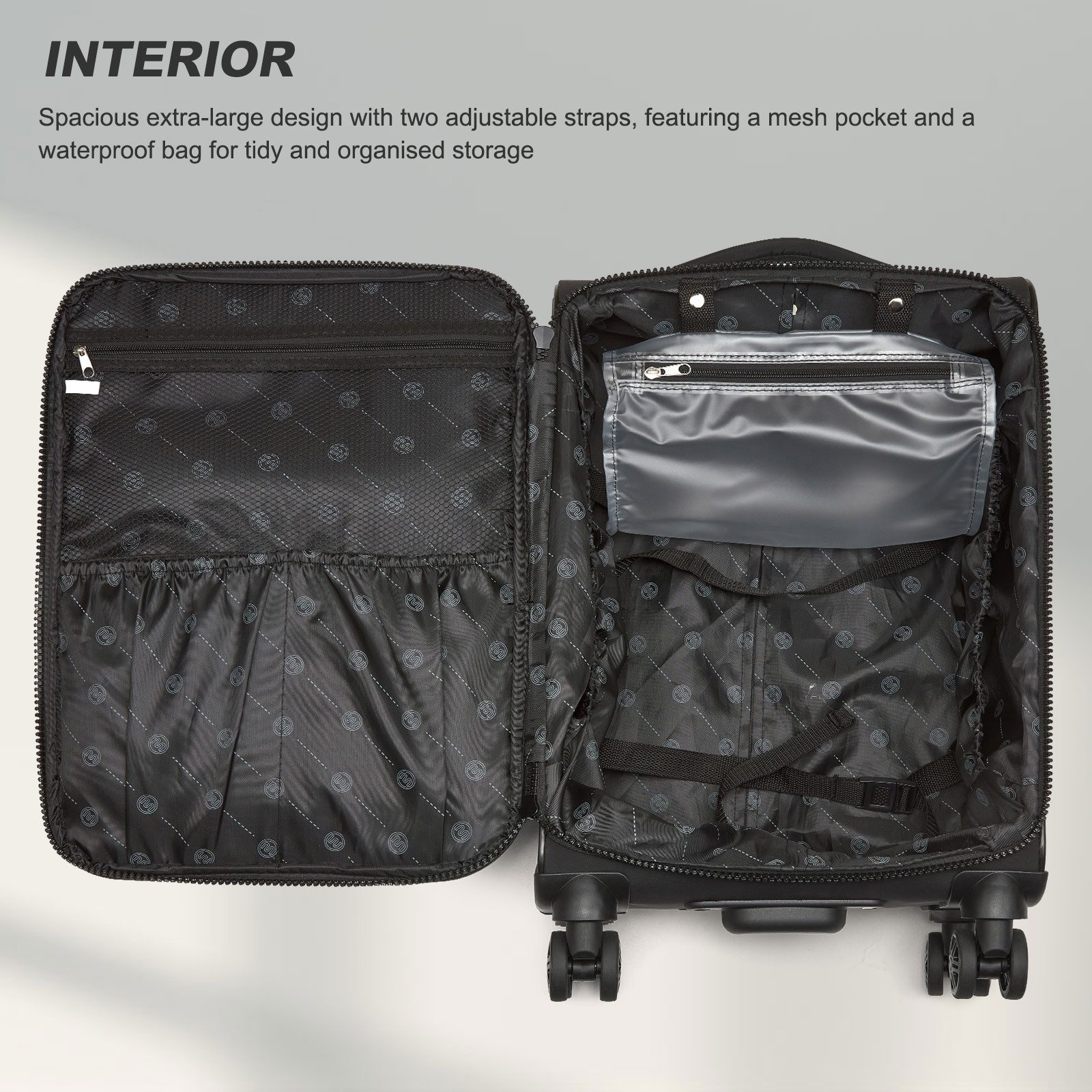 KONO Handgepäck-Trolley Leichtgewicht-Koffer aus Softshell-Material (S/M/L) – Bild 5 von 5