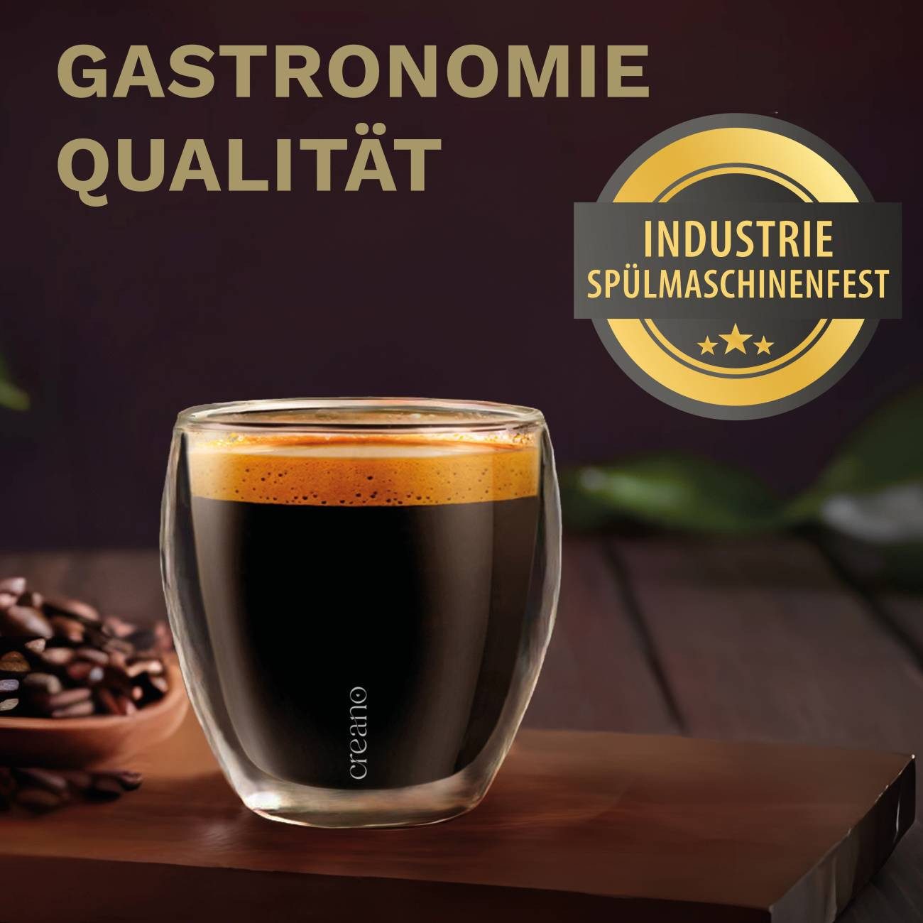 Creano Teeglas Espressoglas 2er-Set “hoch” 100ml, 2-tlg., Borosilikatglas, 2 Gläser