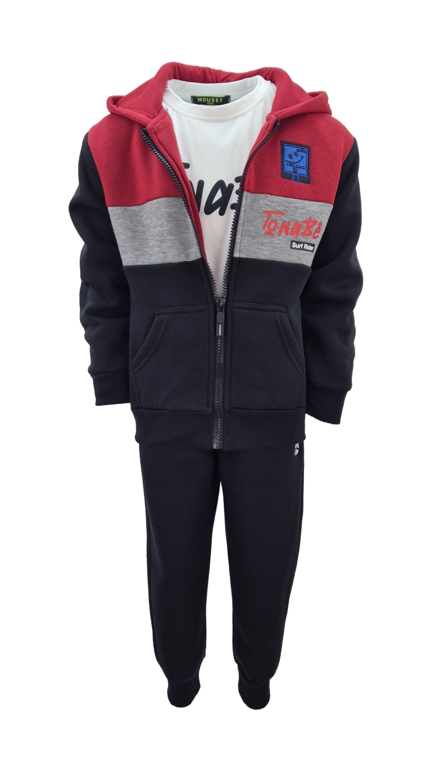 Hessis Freizeitanzug für Jungen 3-teilig – T-Shirt, Jacke & Jogginghose im Set (Set, T-Shirt, Jacke und Jogginghose)