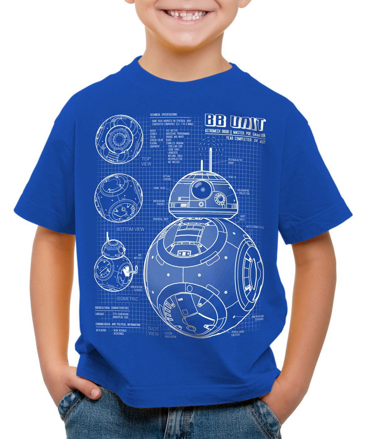 style3 Print-Shirt Kinder T-Shirt Unit BB droide blaupause astromech