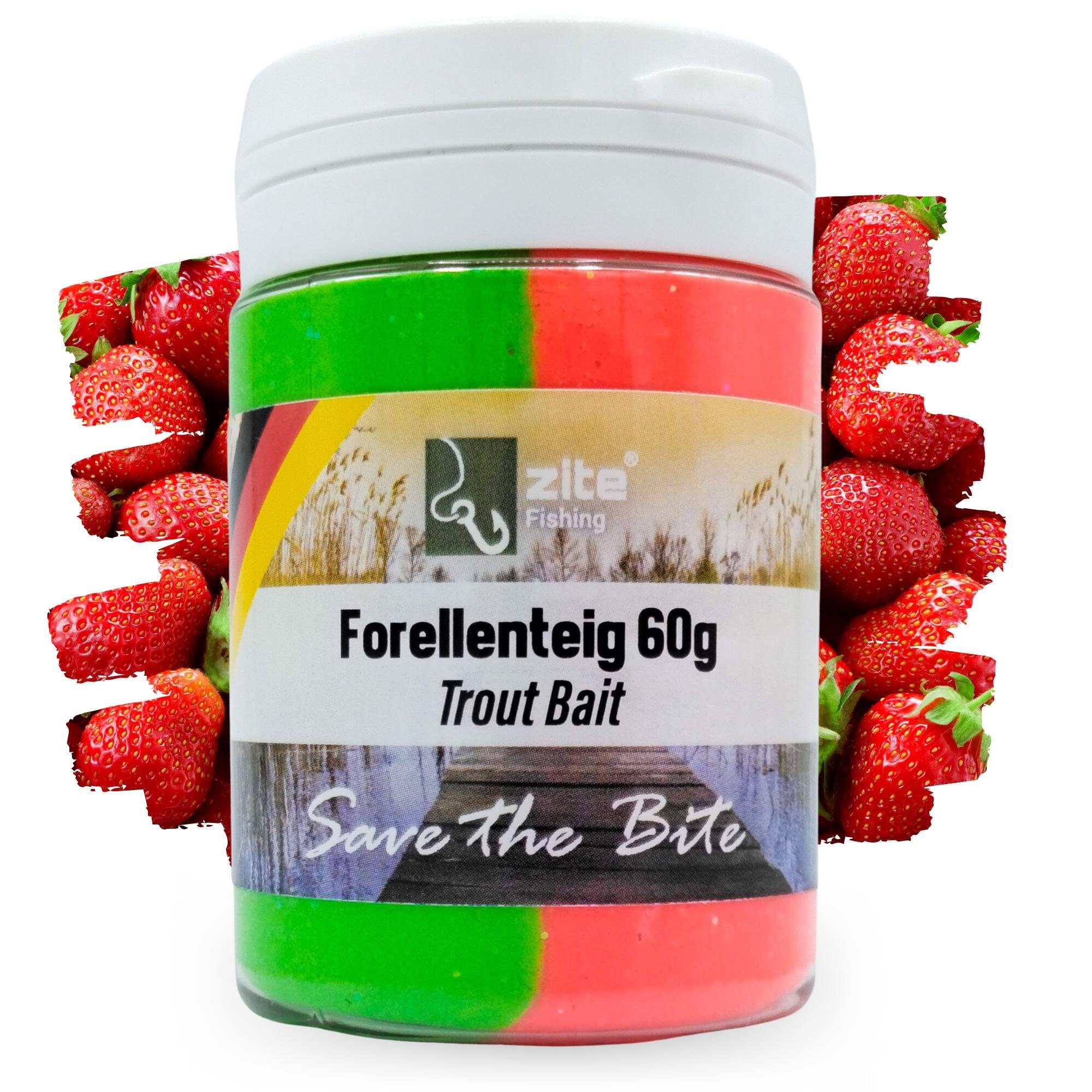 Zite Kunstköder Forellenteig Erdbeere rot/grün, (Special Edition), Trout Bait mit Glitter