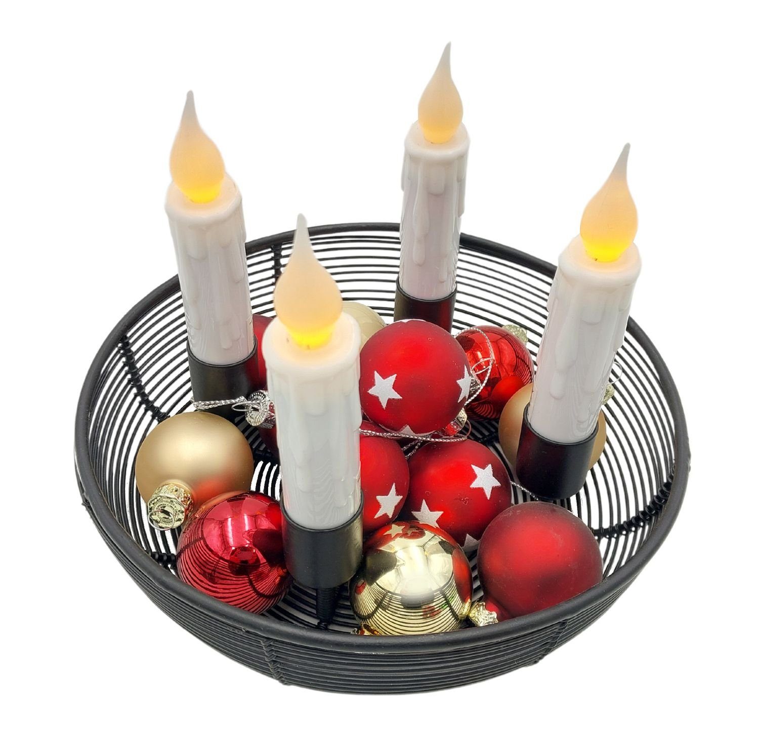Ø20cm mit Weihnachtsdeko Metall-Adventskranz Adventsleuchter Metallschale Kerzenhalter BURI