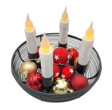 BURI Adventsleuchter Metall-Adventskranz Ø20cm mit Metallschale Weihnachtsdeko Kerzenhalter