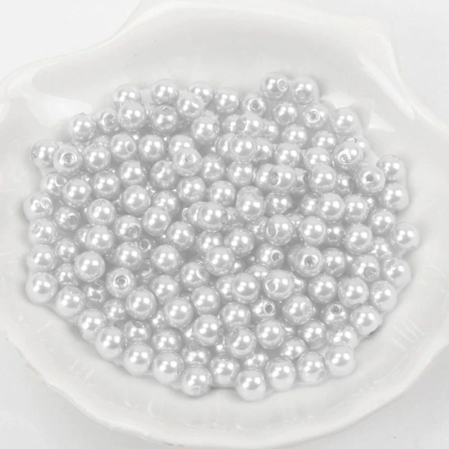 Kopper-24 Bastelperlen Wachsperlen ca. 600 Stück, 4mm, Weiß