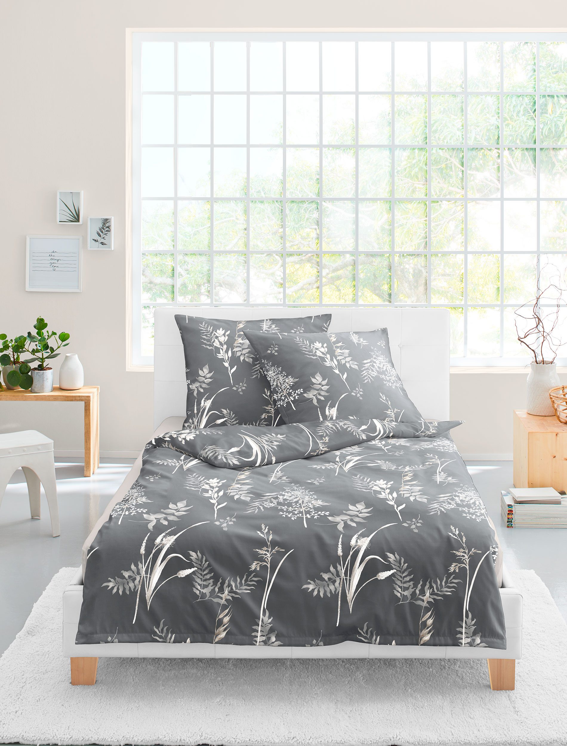 BIERBAUM Bettwäsche Satin Bettwäsche 4200, Mako-Satin, 2 teilig, 100 % Baumwolle, pflegeleicht, seidig glatt