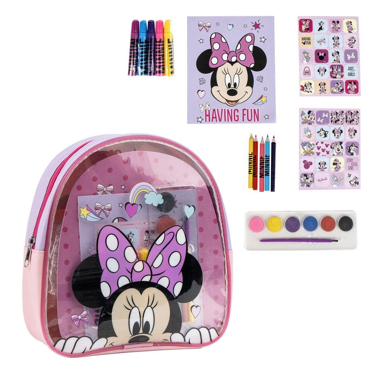 Disney Minnie Mouse Malpalette Ausmal-Rucksack Kreativer Kinderrucksack zum Selbstgestalten