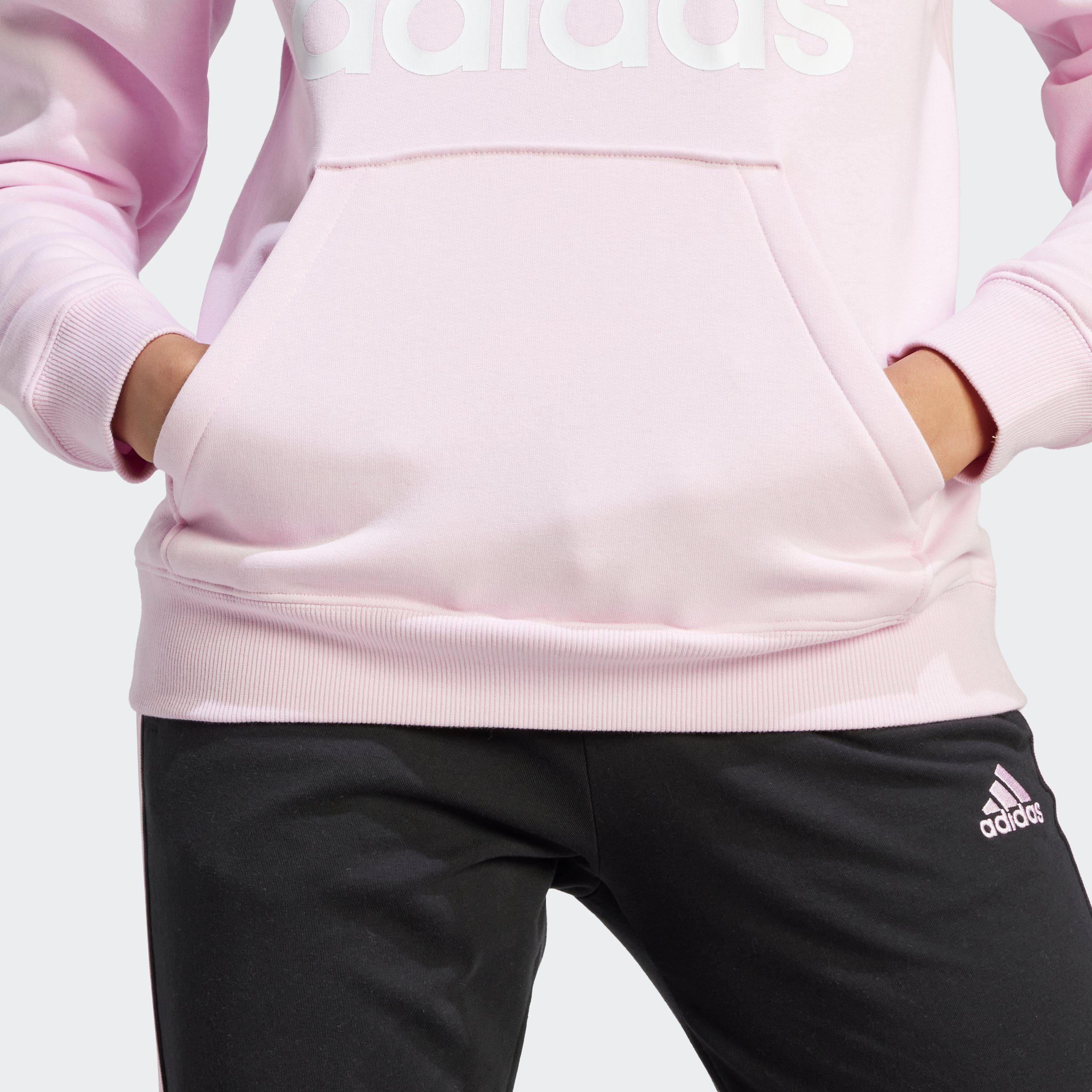 adidas Sportswear Kapuzensweatshirt Pink / LOGO White ESSENTIALS Clear REGULAR BIG HOODIE