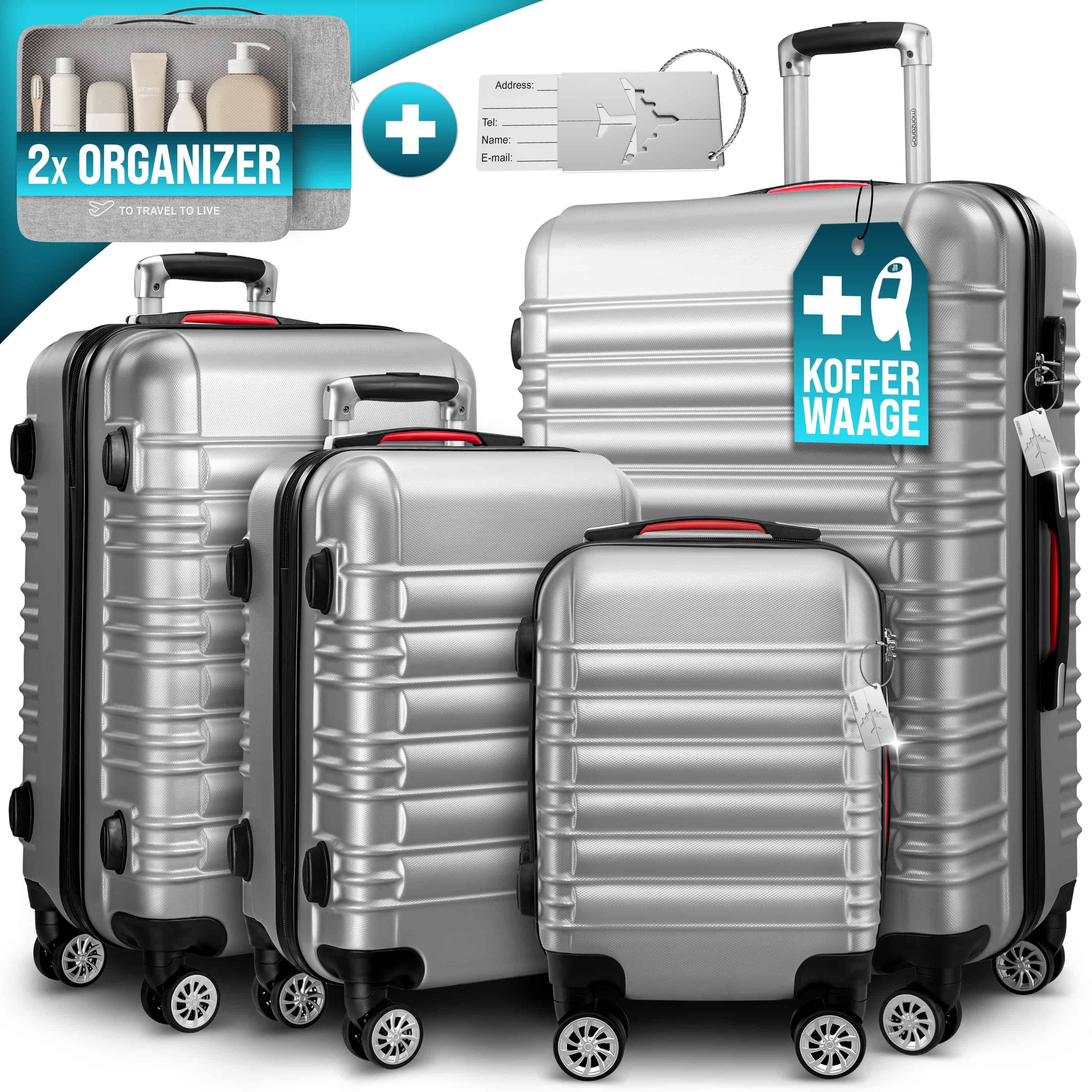 monzana Kofferset, Zwillingsrollen Zahlenschloss Waage Reisekoffer Trolley günstig online kaufen