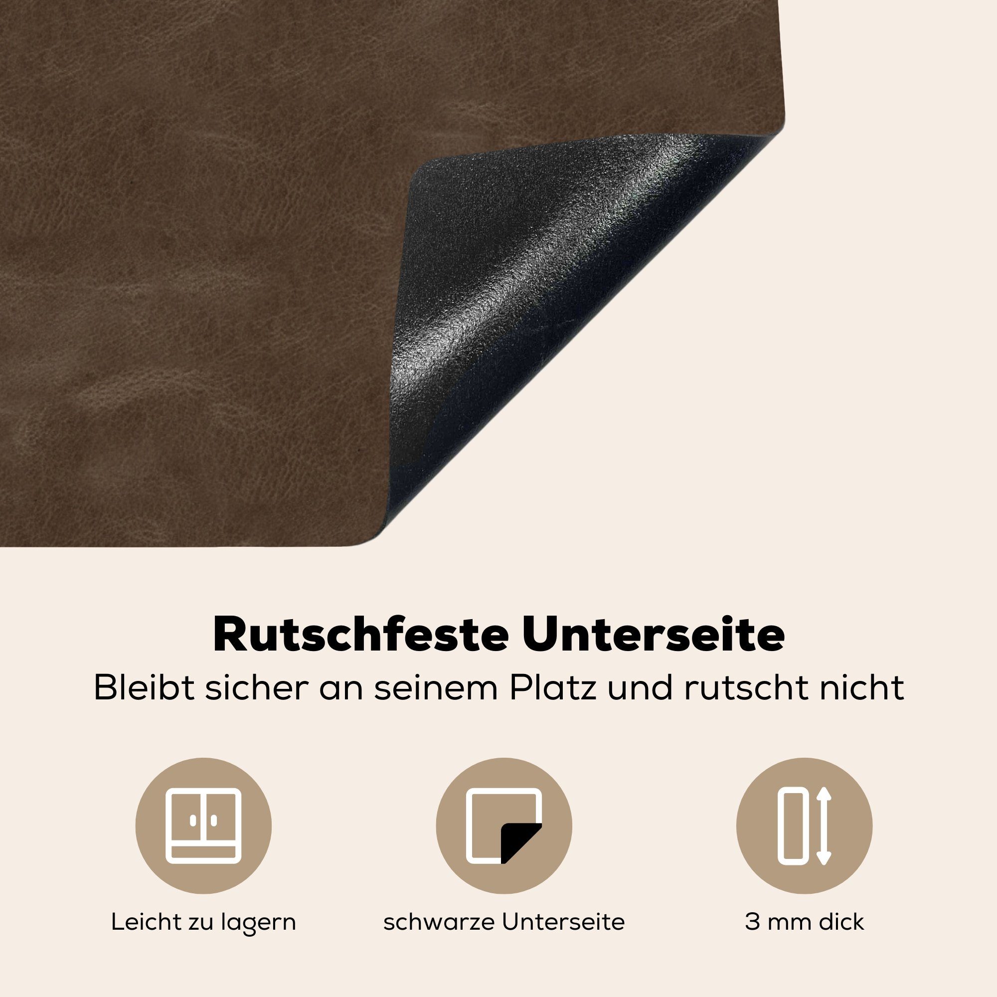 Induktionsherd, - Dekoration cm, (1 58x51 für Küchen Tiere, Induktionskochfeld tlg), Braun Leder MuchoWow - Herdblende-/Abdeckplatte Vinyl,