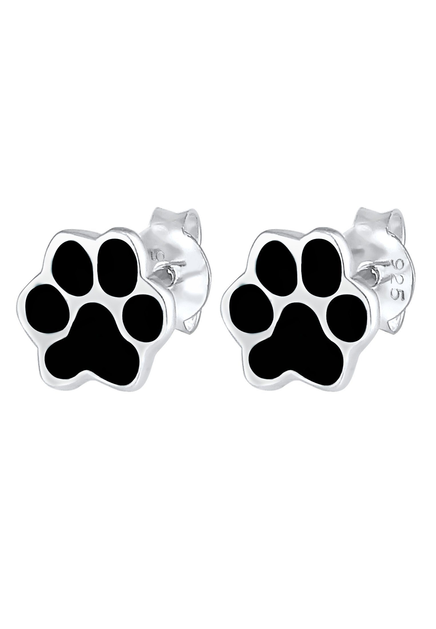 Elli Paar Ohrstecker Pfoten Tatze Emaille Hund Katze 925 Silber, Pfote – Bild 3 von 5