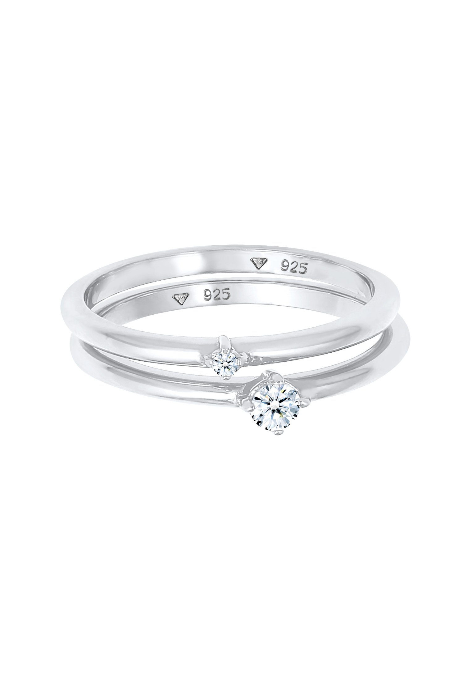Elli DIAMONDS Verlobungsring Solitärring Set Diamant (0.13 ct) 925 Silber