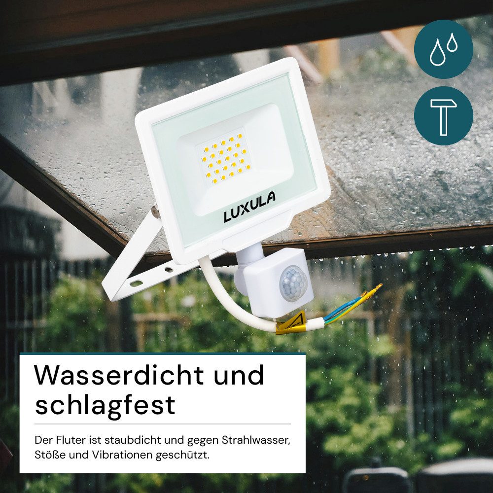 LUXULA LED Flutlichtstrahler LUXULA LED Fluter 20 W 4000 K Neutralweiß Weiß, LED fest integriert, Neutralweiß