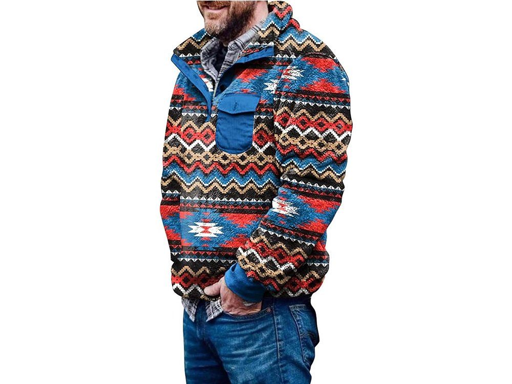 FIDDY Sweatblazer Jacke Sweatshirt Warmer Vintage Herren Pullover mit Taschen, Größe XL