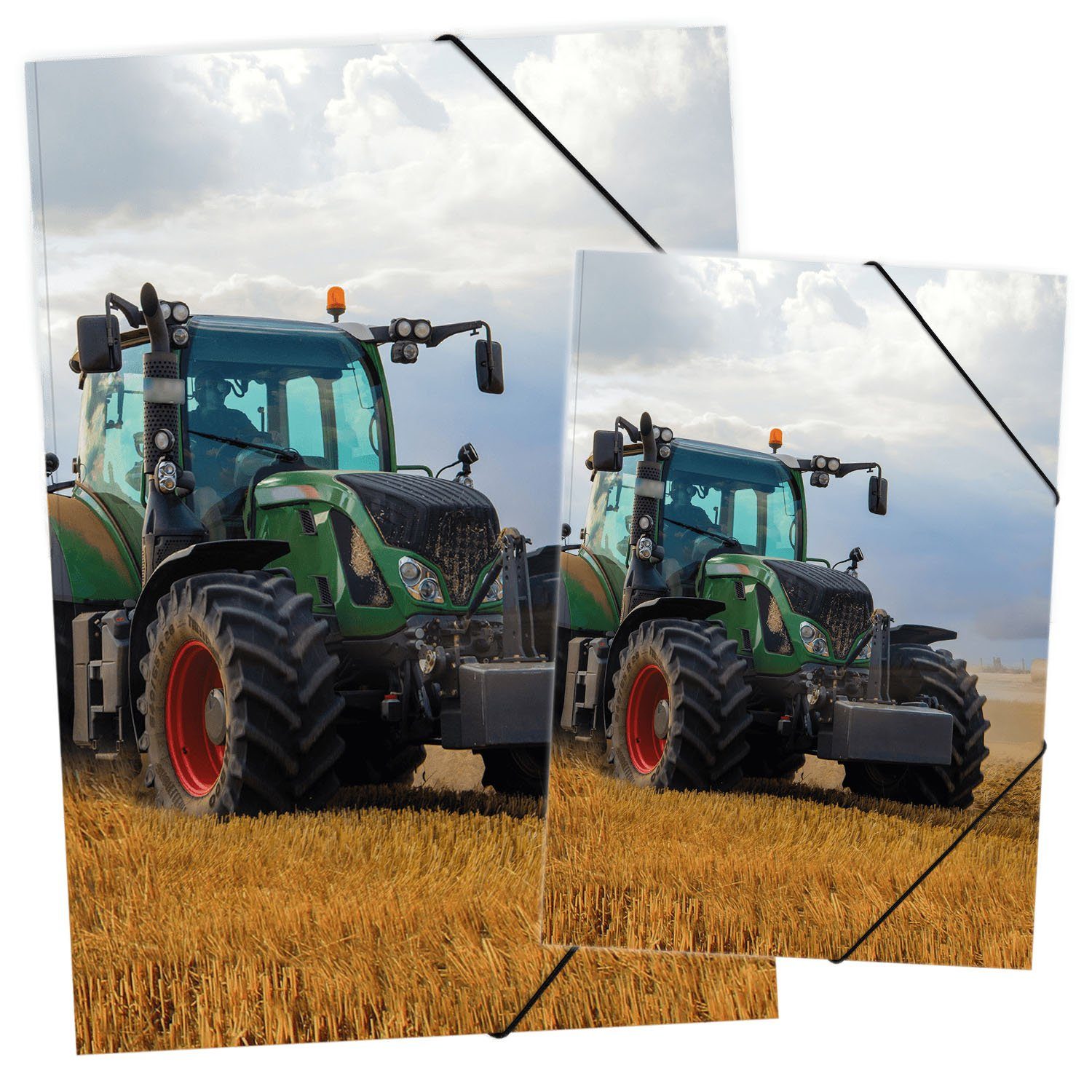 itenga Organisationsmappe itenga Gummizugmappe Zeichenmappe A4 und A3 Motiv Traktor auf dem Feld