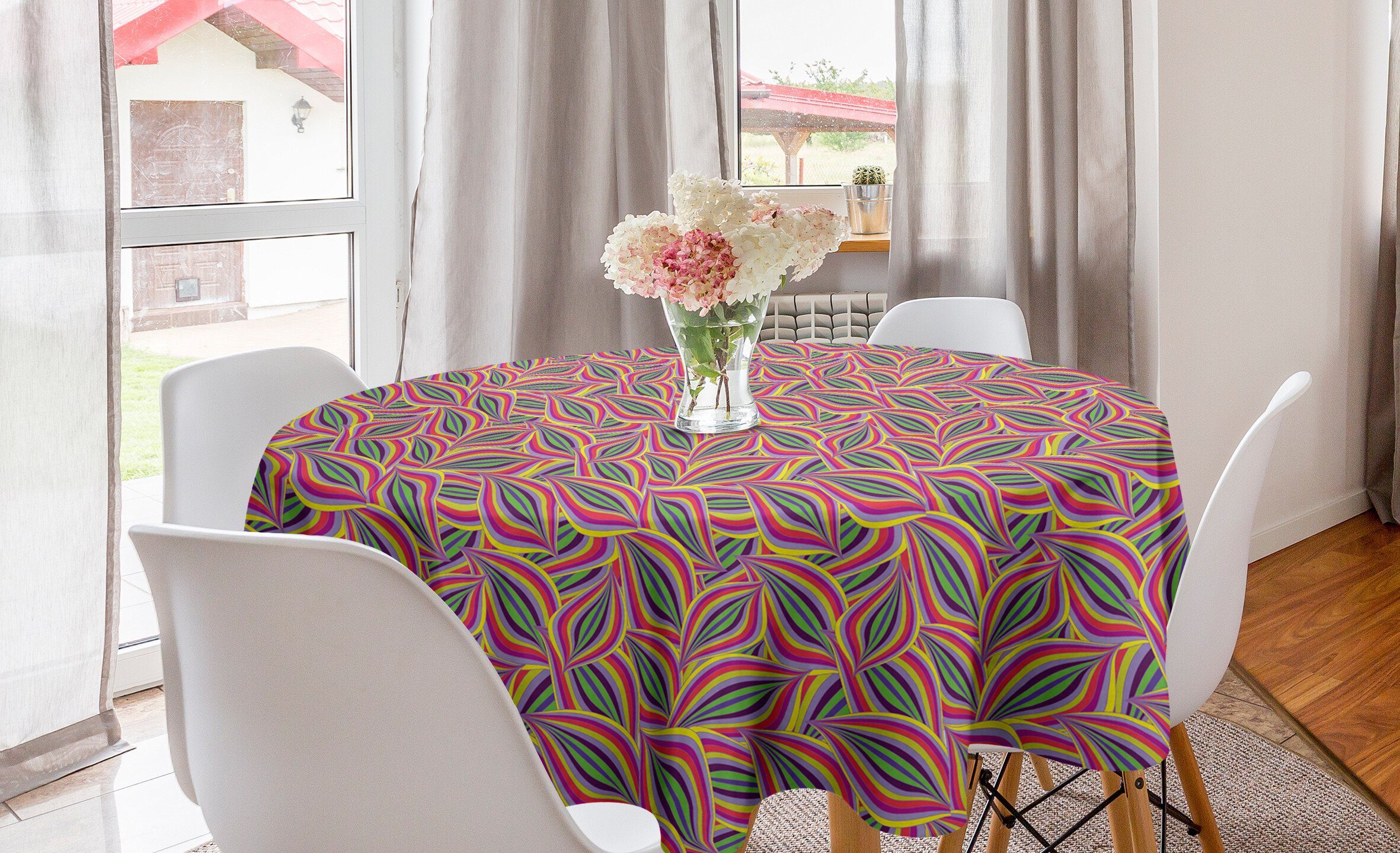 Tischdecke Küche Kreis Bunt Blatt-Muster Abakuhaus Abdeckung Dekoration, Sommer für Tischdecke Esszimmer