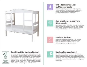 Ticaa Hausbett Hausbett Mini mit Bettkasten "Horse Pink" Kiefer (Set, Inklusive Vorhangstoff), Mit oder ohne Bettschubkasten erhältlich