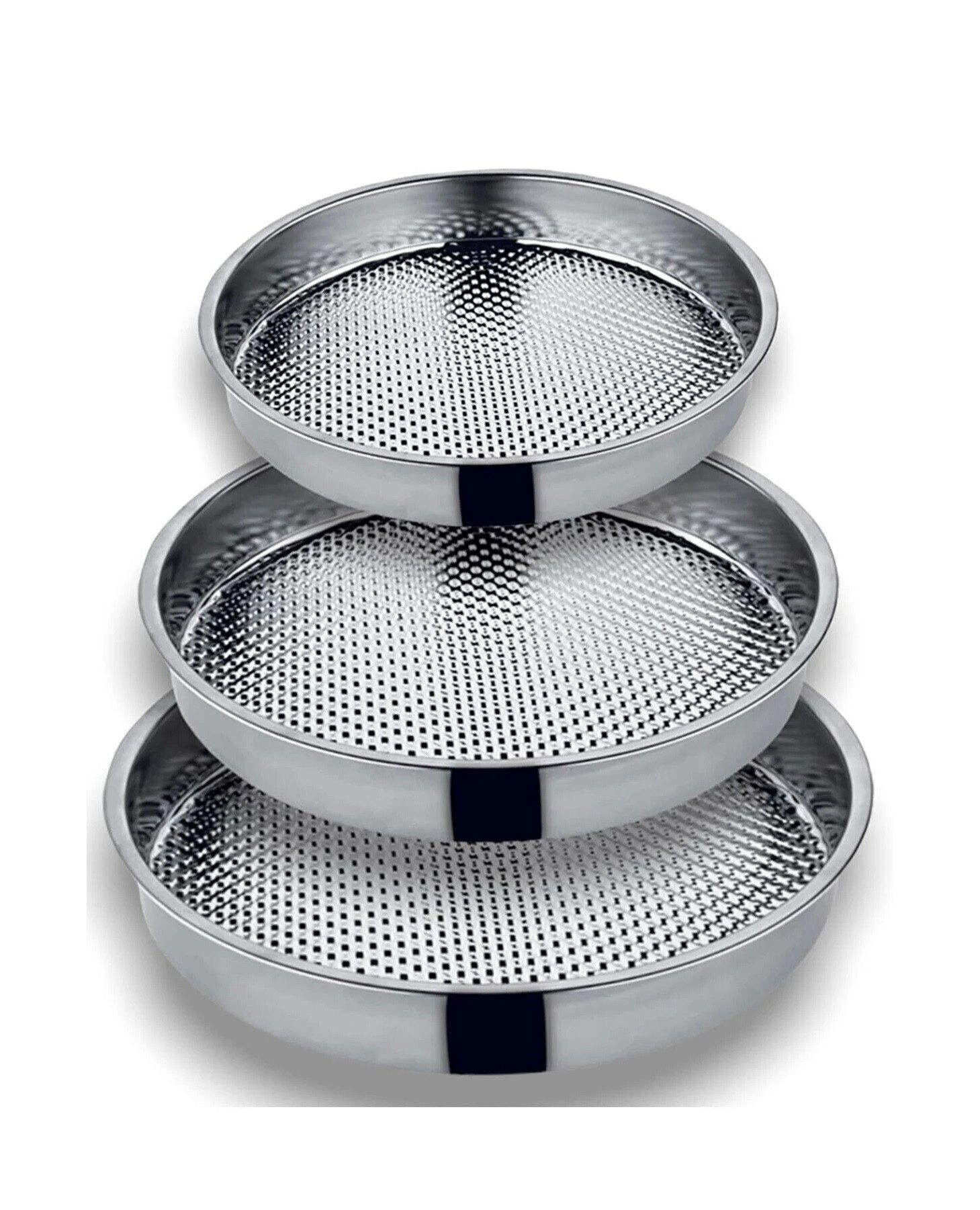 Backblech Rundblech Backblech Cigköfteblech 3 er Set Edelstahl Silber 32/36/40cm